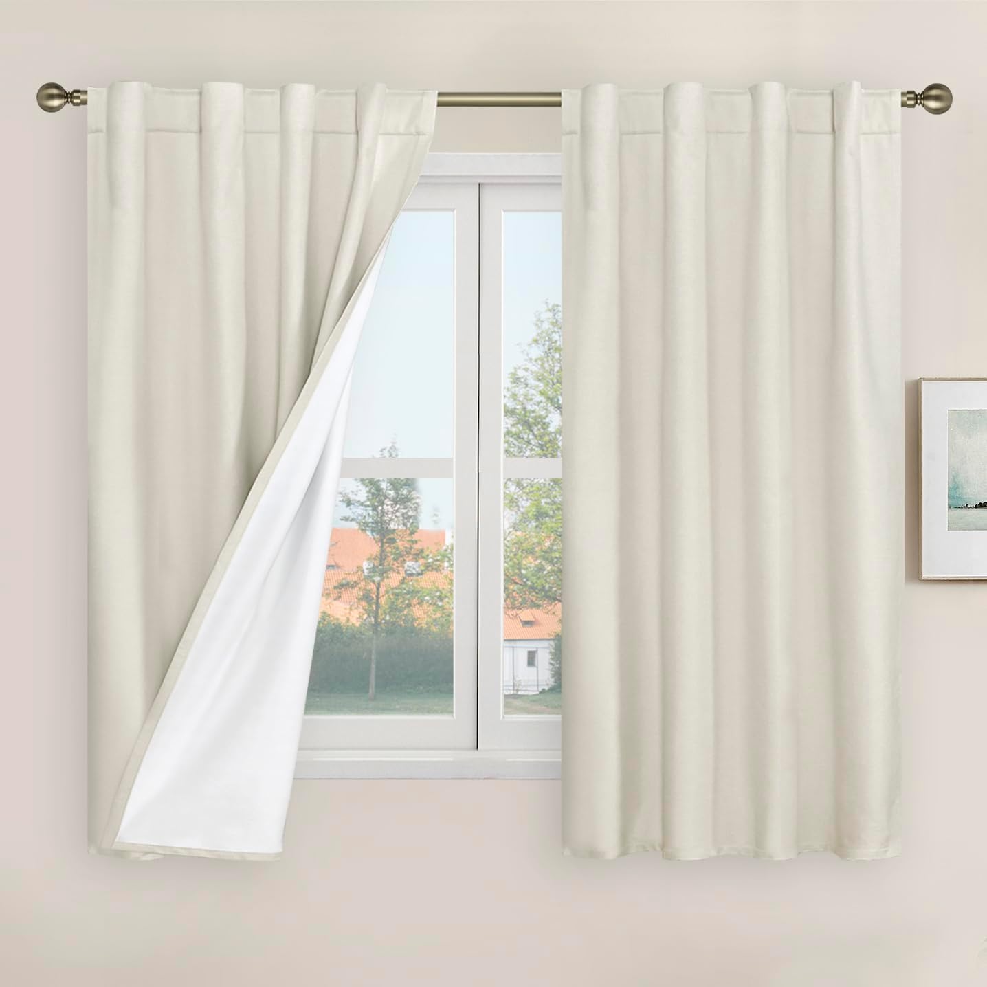 LAMIT Linen Blackout Curtains 60x84" Taupe, 2 Panels