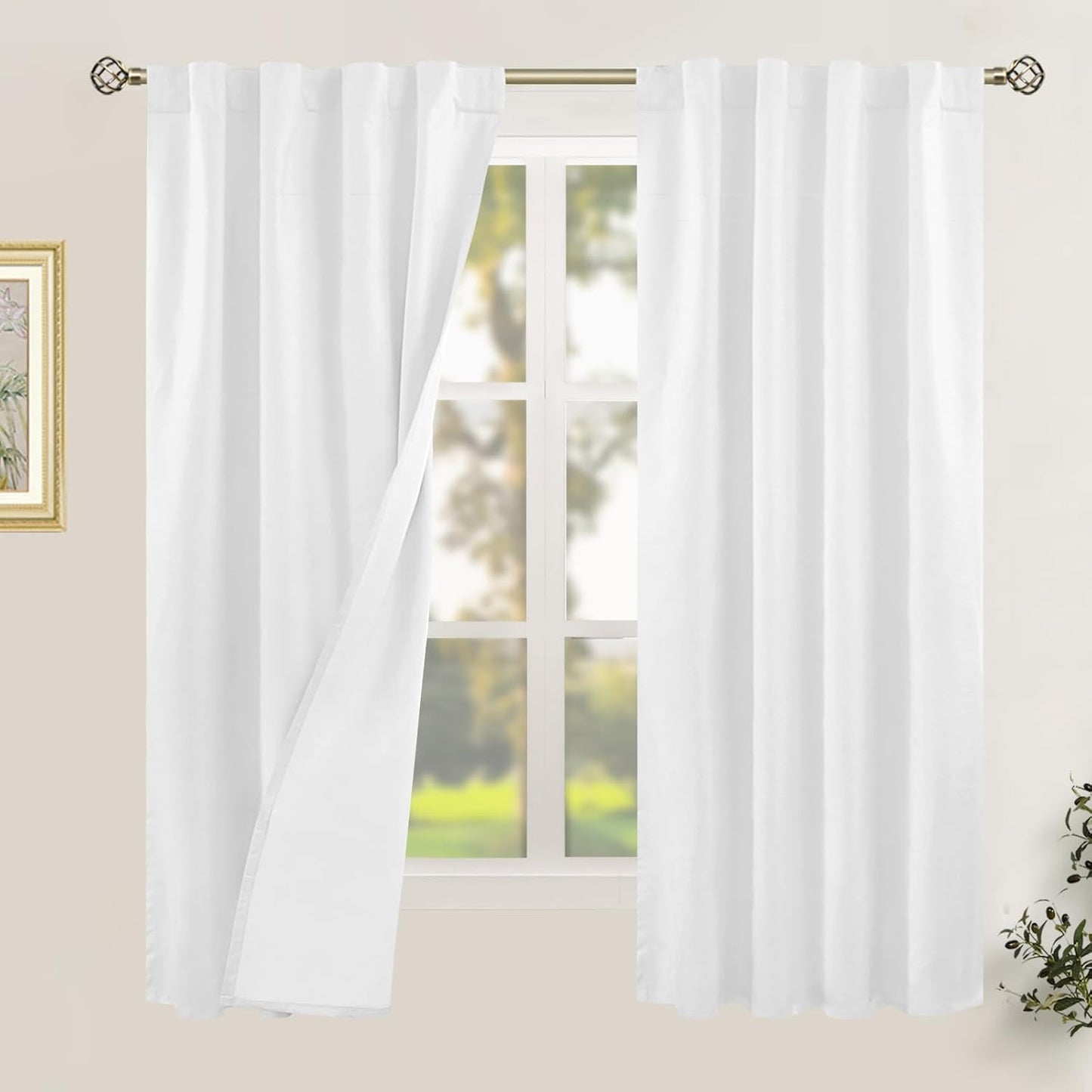 LAMIT Linen Blackout Curtains 60x84" Taupe, 2 Panels
