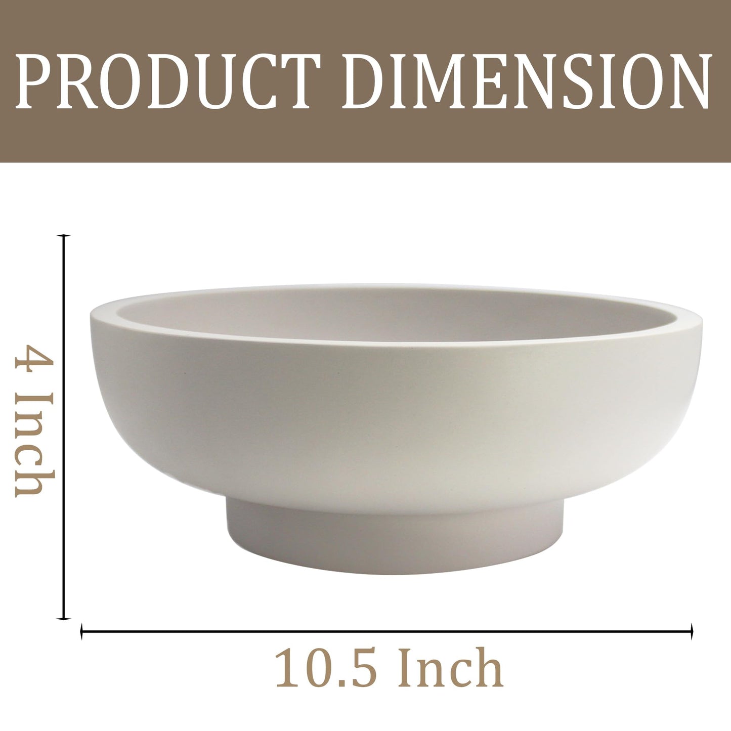 Large Resin Decorative Bowl, Sand Beige