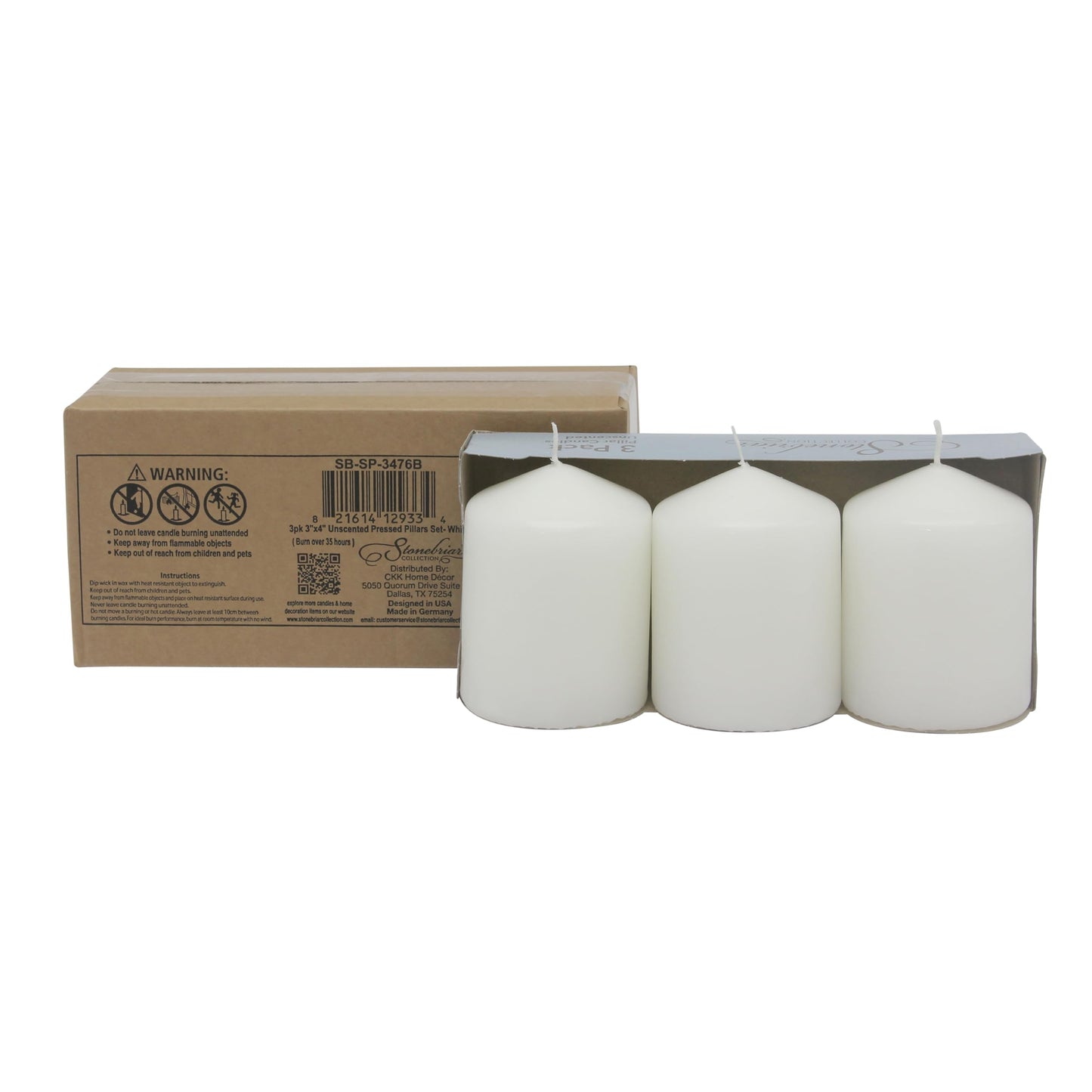 Stonebriar Unscented White Pillar Candles, 6-Pack, 3"x6"