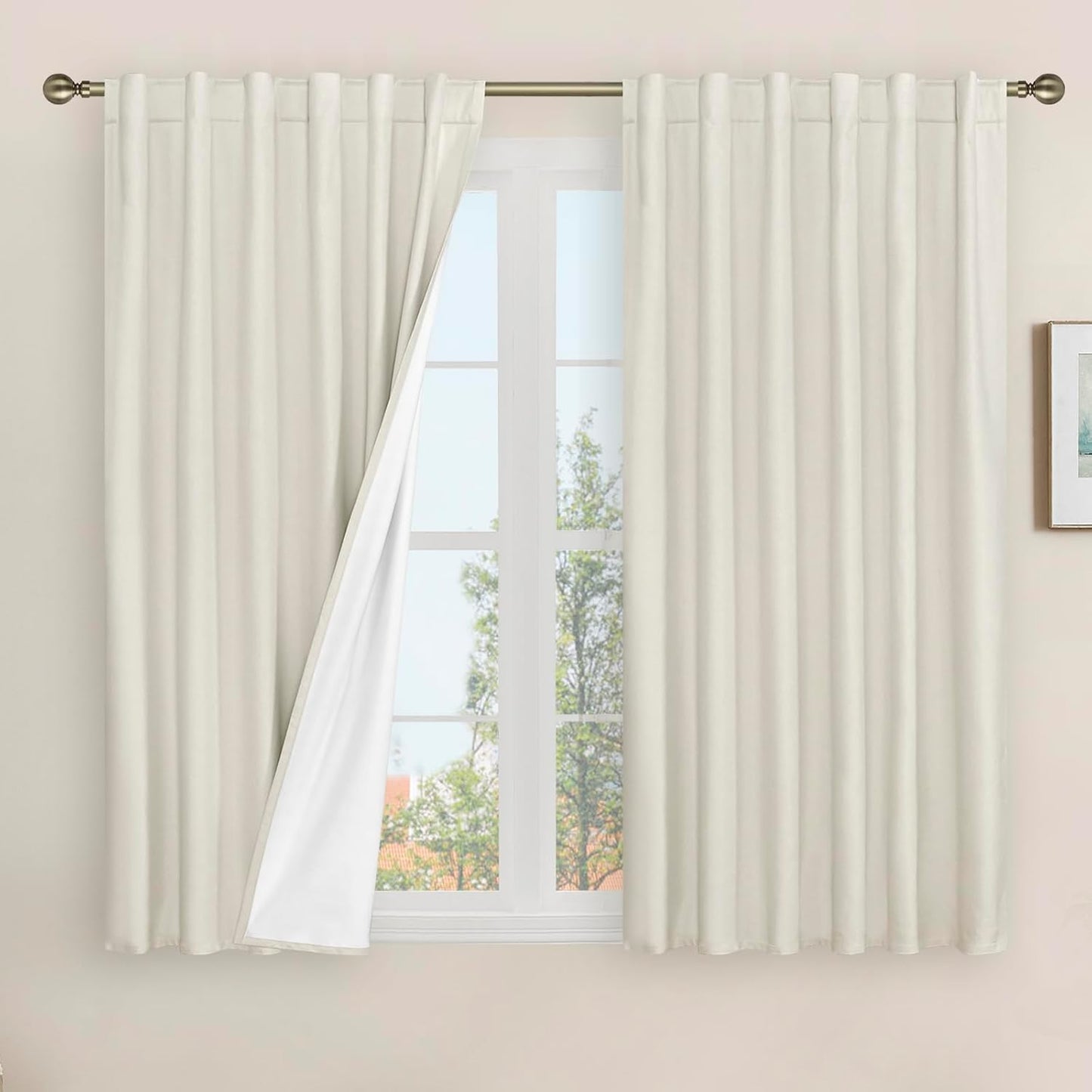 LAMIT Linen Blackout Curtains 60x84" Taupe, 2 Panels