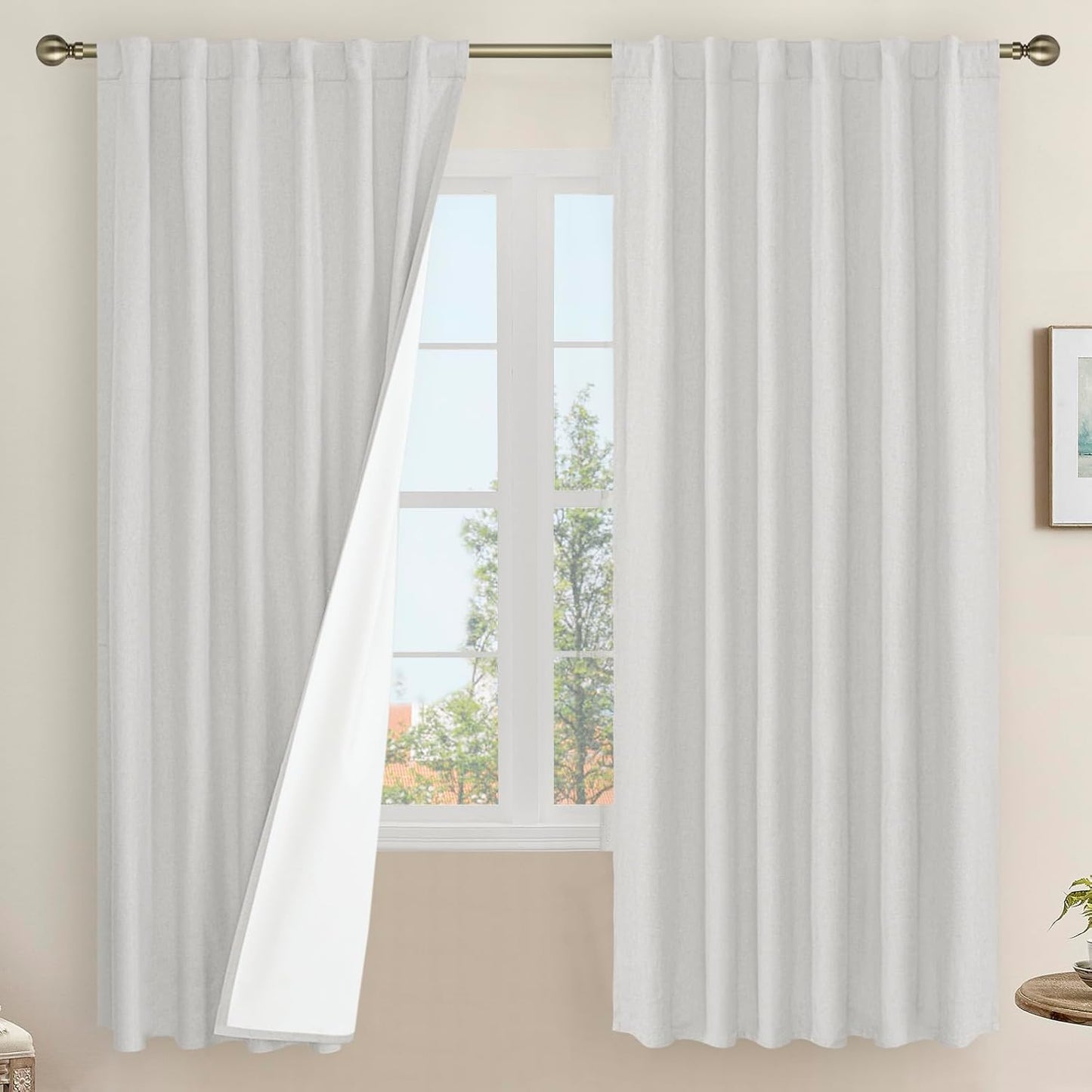 LAMIT Linen Blackout Curtains 60x84" Taupe, 2 Panels
