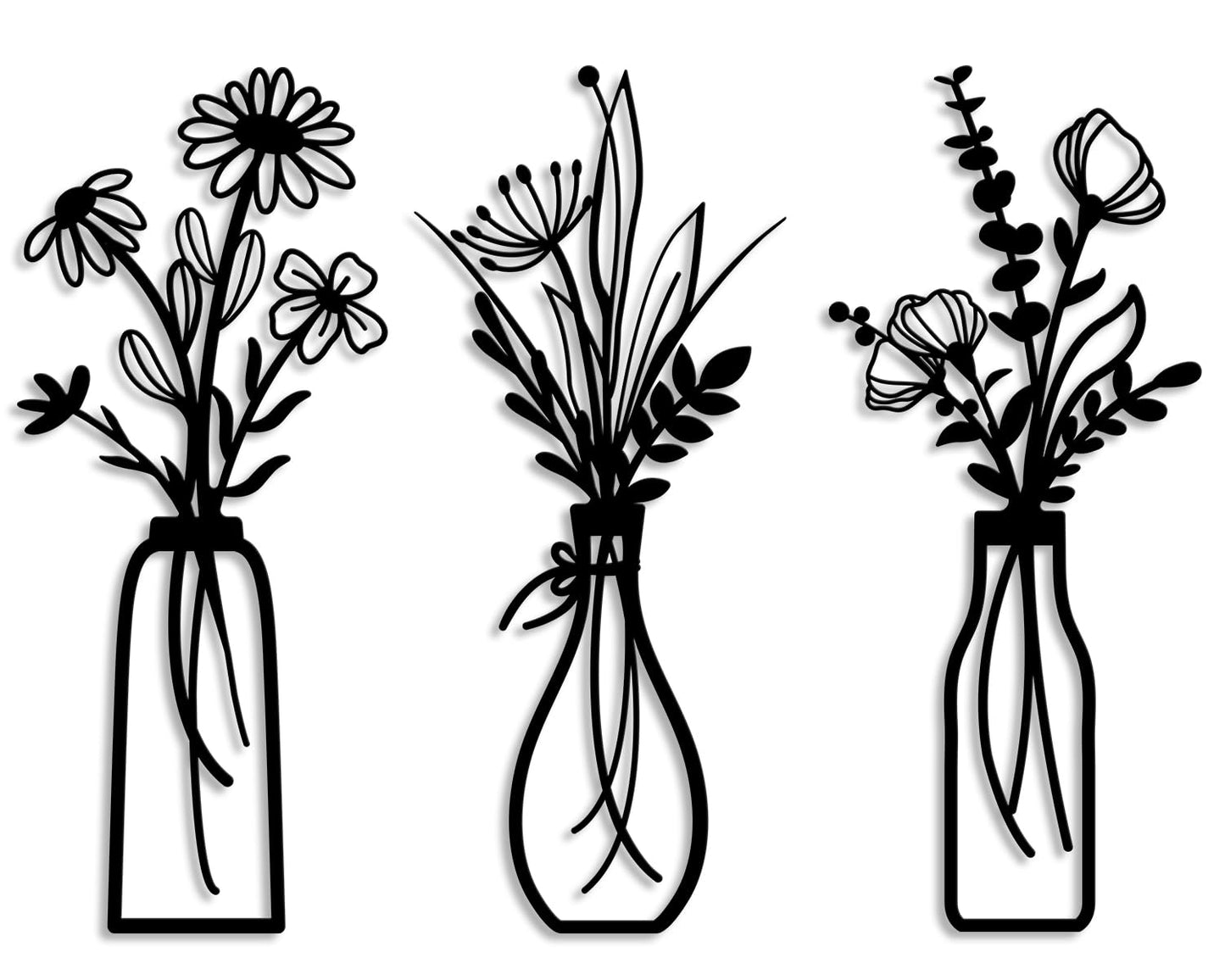 Pigort Metal Flower Wall Art, Beige, 3pcs