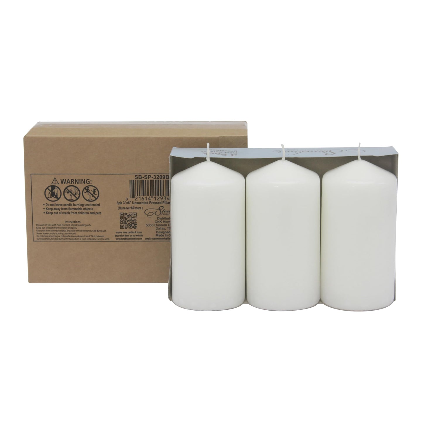 Stonebriar Unscented White Pillar Candles, 6-Pack, 3"x6"
