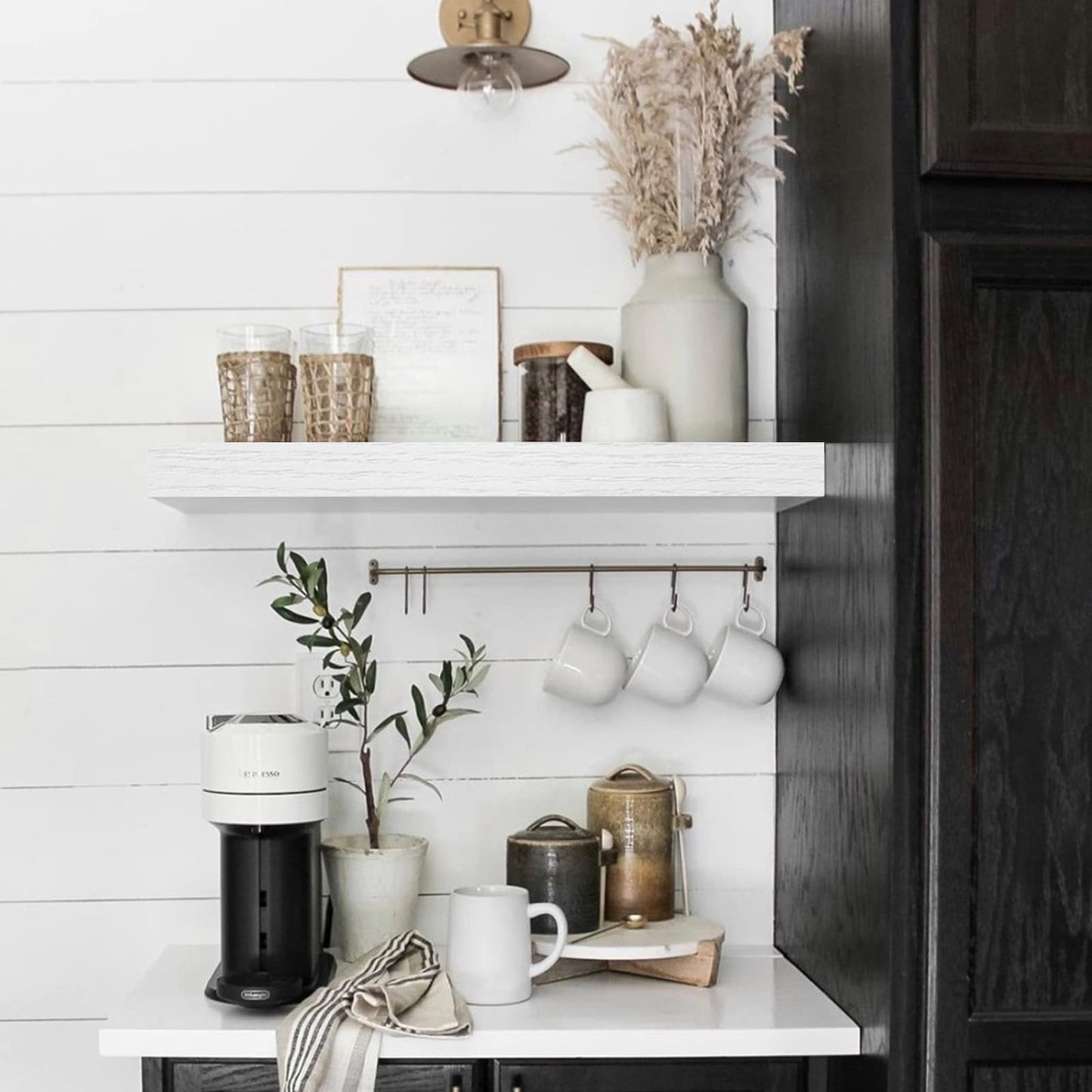 QEEIG Floating Shelves, 3pcs, Rustic Brown