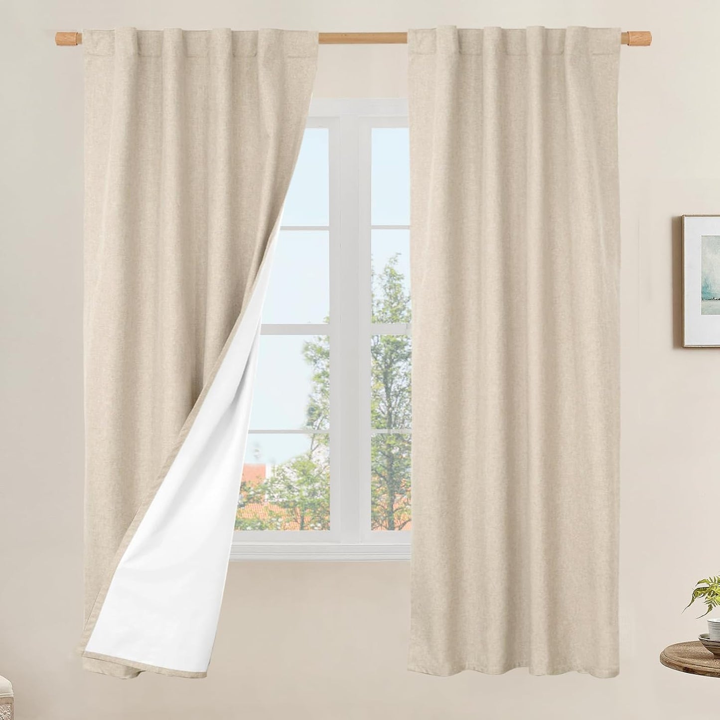 LAMIT Linen Blackout Curtains 60x84" Taupe, 2 Panels