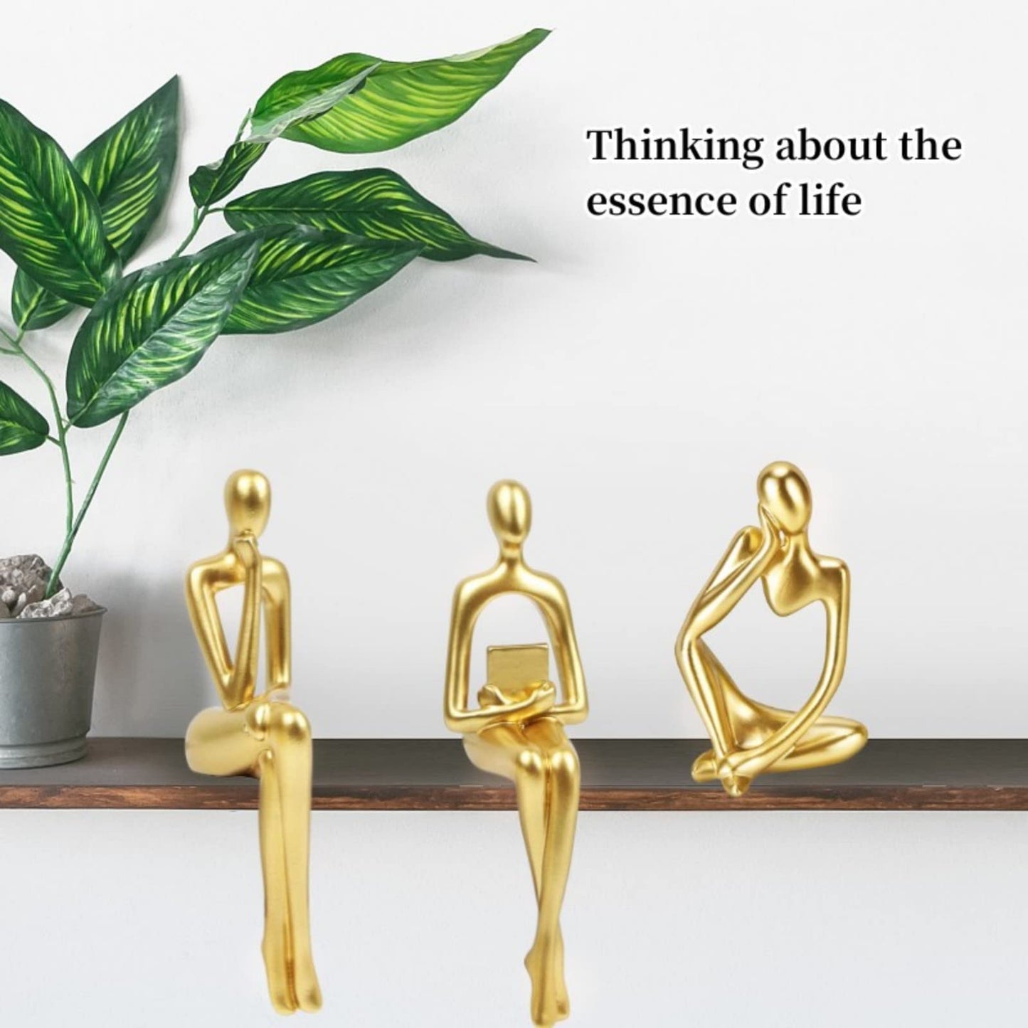 Gold Thinker Statues, Set of 3, Small