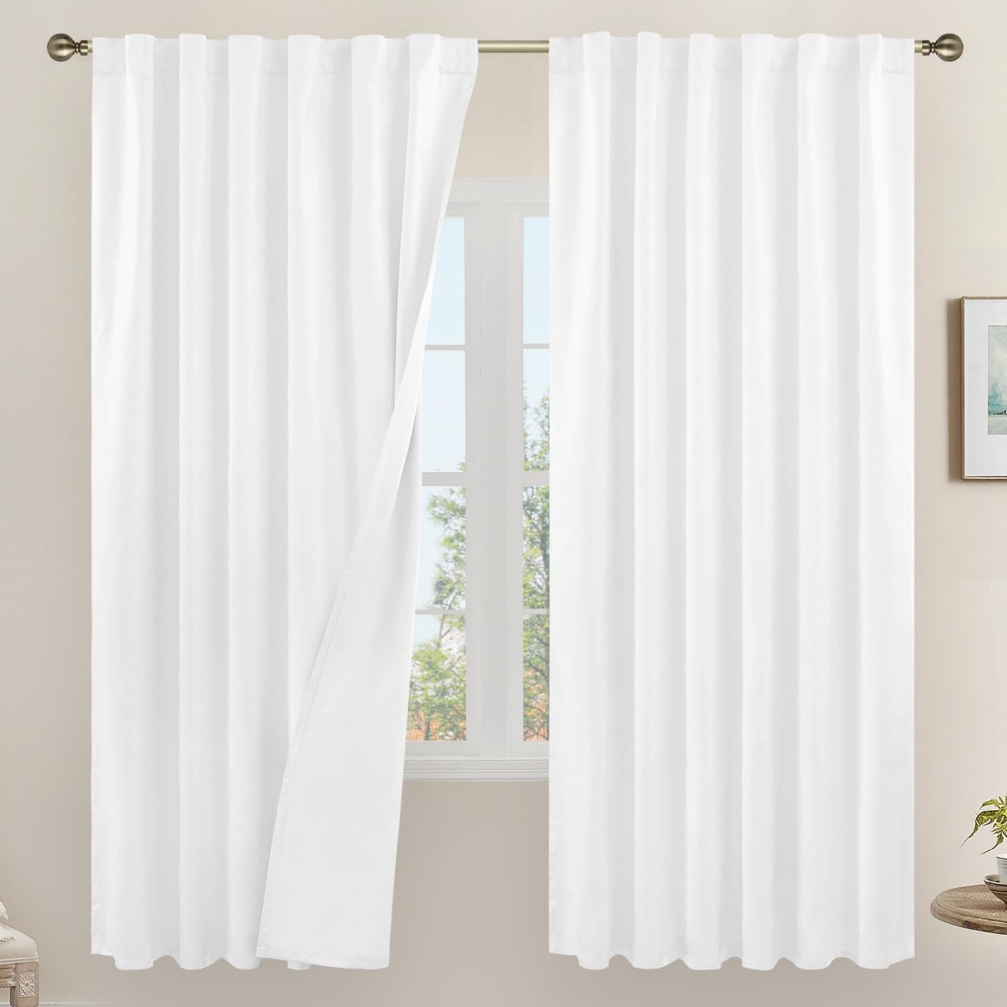 LAMIT Linen Blackout Curtains 60x84" Taupe, 2 Panels