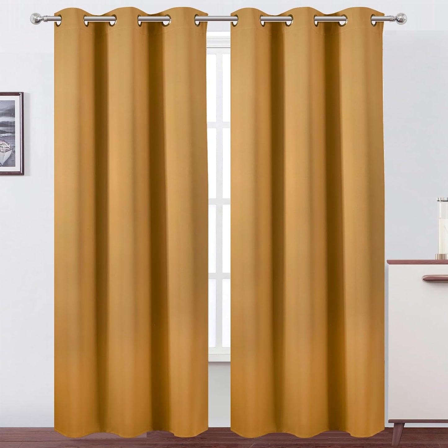 LEMOMO Blackout Curtains 52x84" Black, 2 Panels