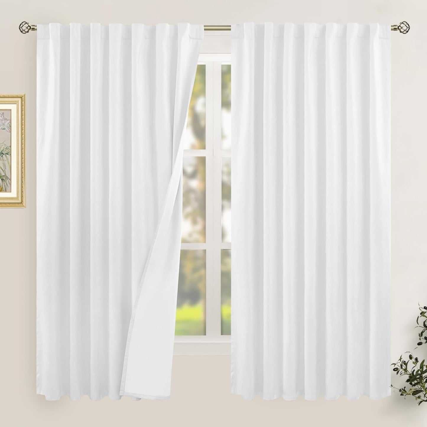 LAMIT Linen Blackout Curtains 60x84" Taupe, 2 Panels