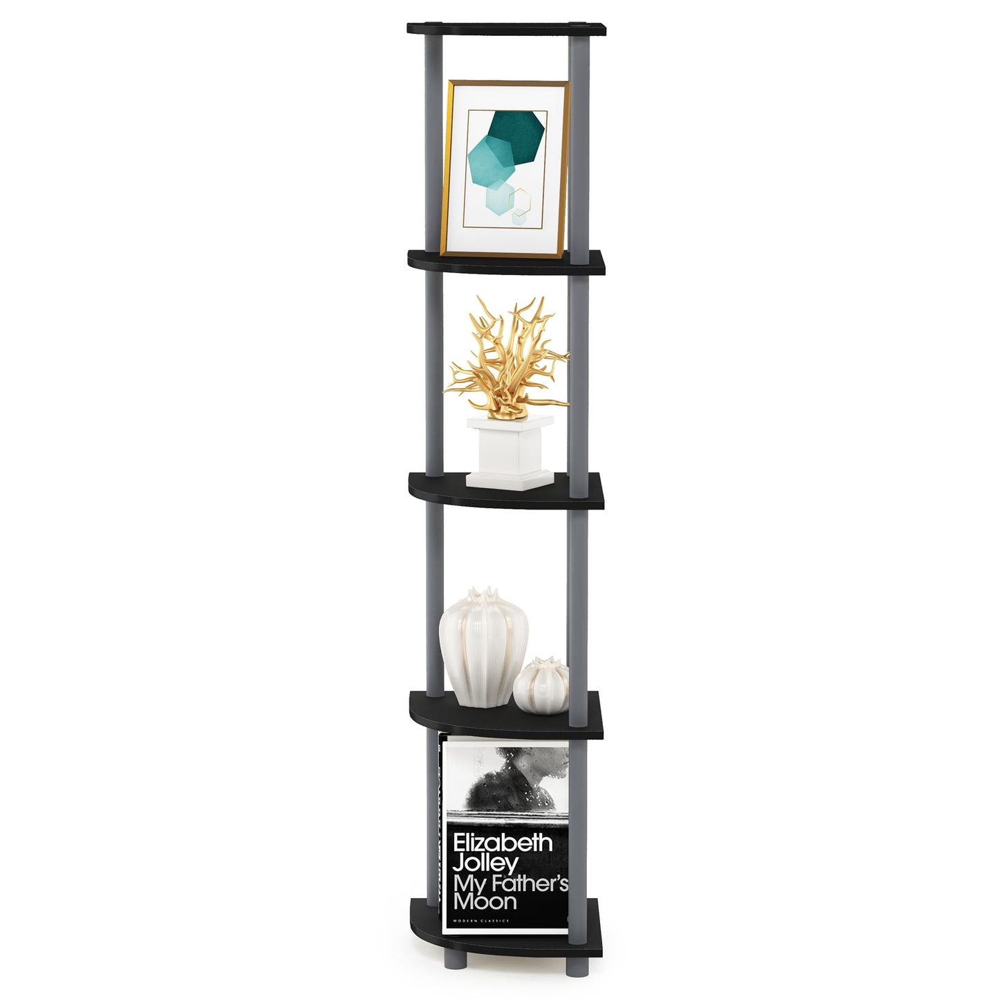 Furinno 5-Tier Corner Shelf, Espresso/Black