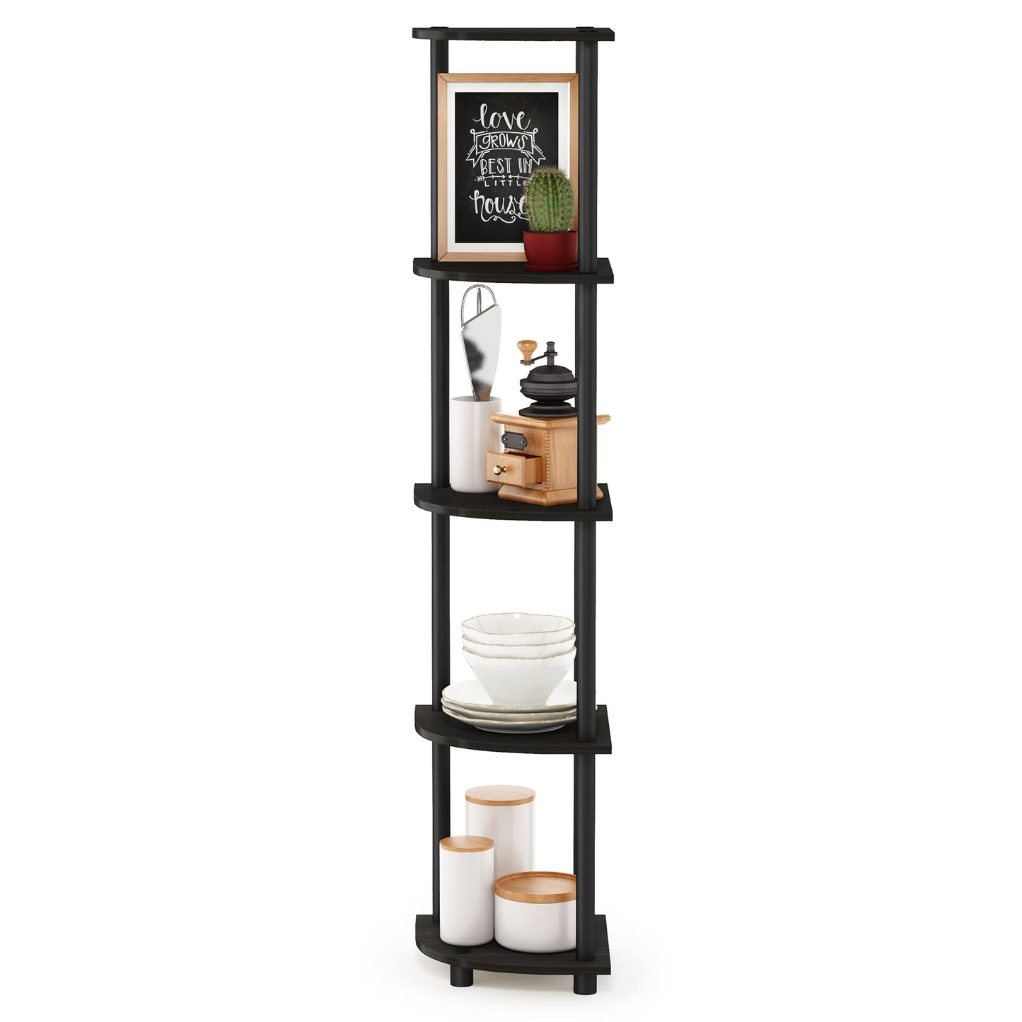 Furinno 5-Tier Corner Shelf, Espresso/Black