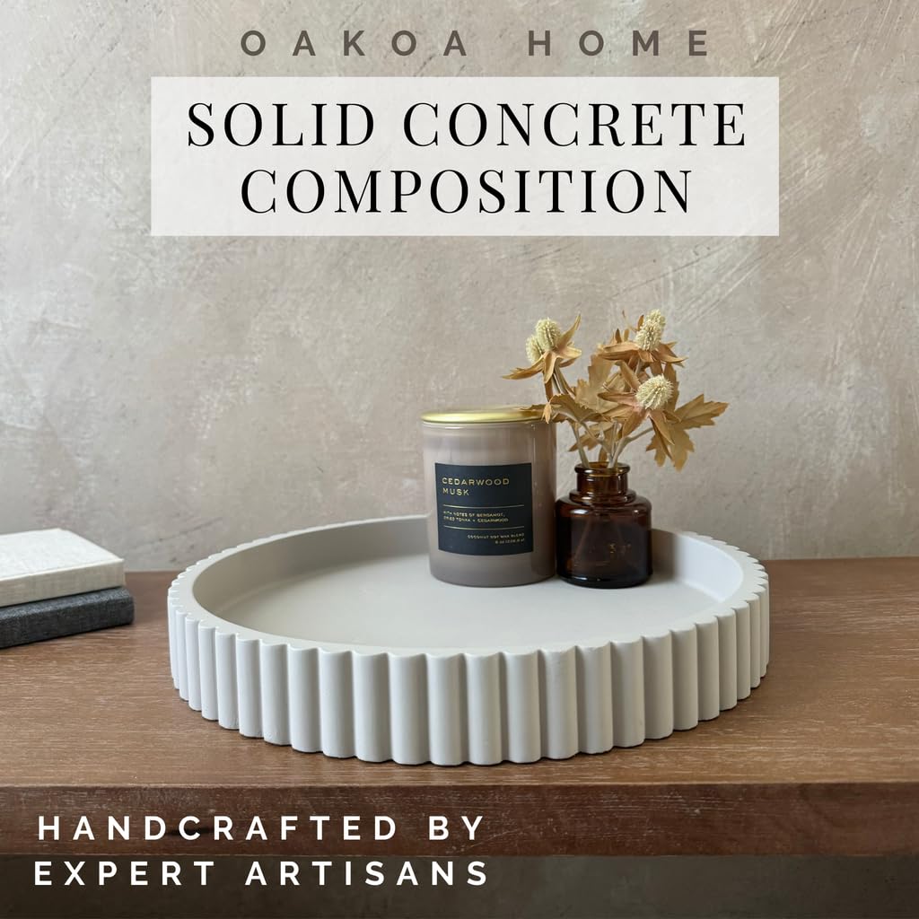 OAKOA Round Concrete Decorative Tray