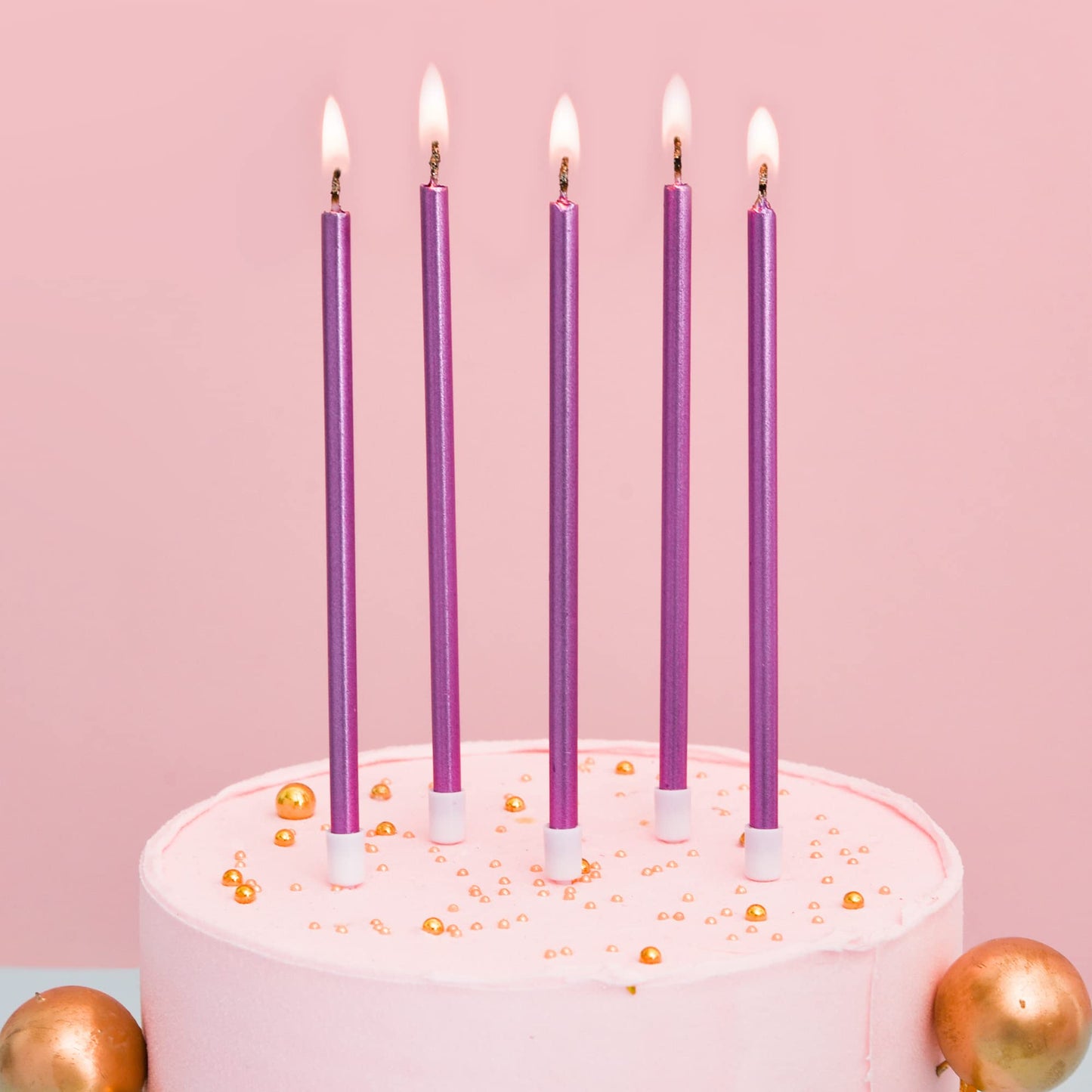 PHD CAKE Gold Long Thin Metallic Birthday Candles