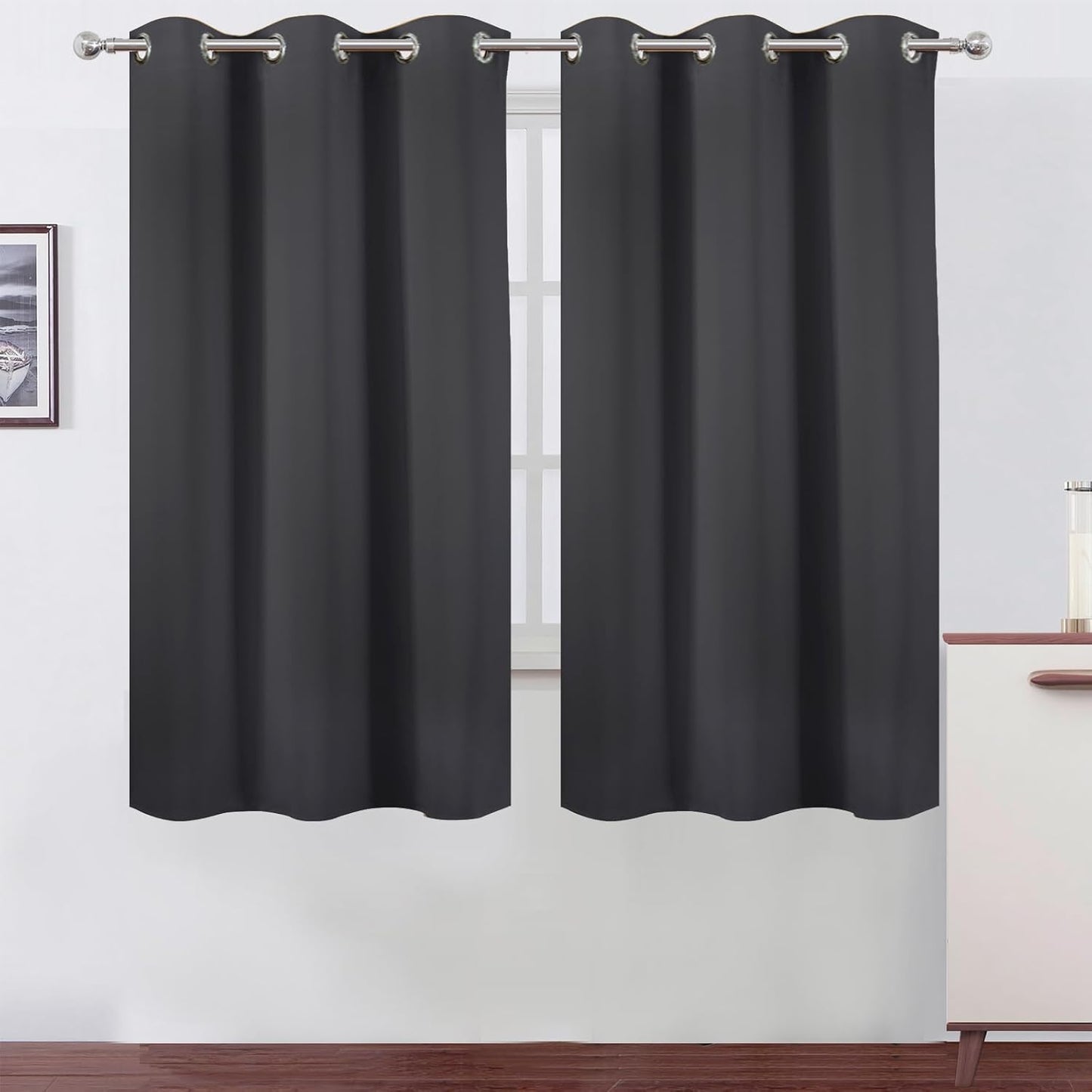 LEMOMO Blackout Curtains 52x84" Black, 2 Panels