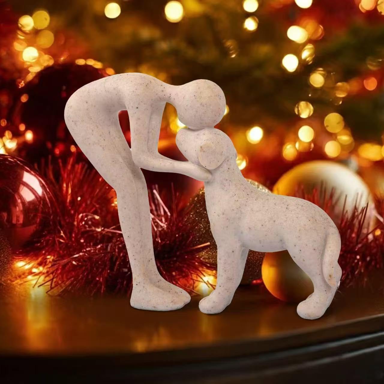 Dog & Man Sculpture, Sandstone