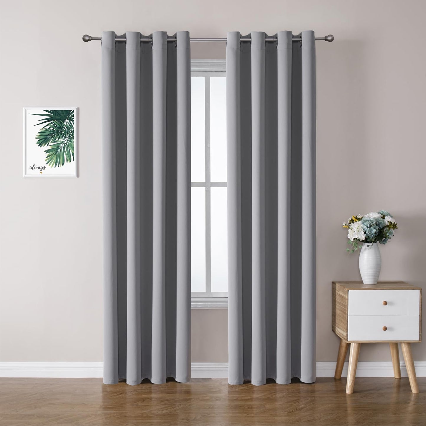 ChrisDowa Blackout Curtains 42x63" Grey, 2 Panels