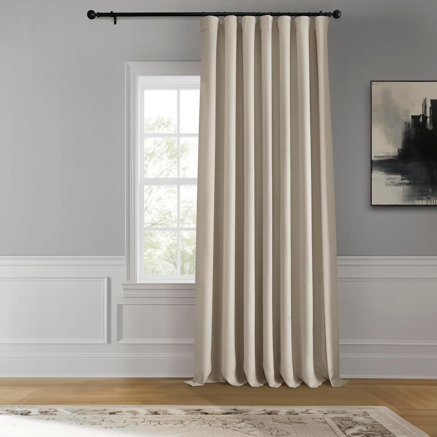 HPD Faux Linen Curtain 100x96" Birch, 1 Panel