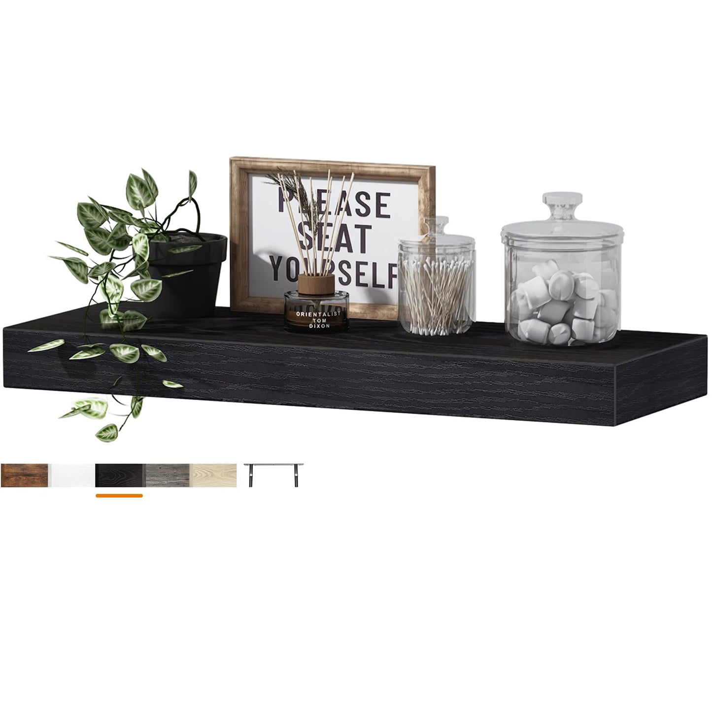 QEEIG Floating Shelves, 3pcs, Rustic Brown