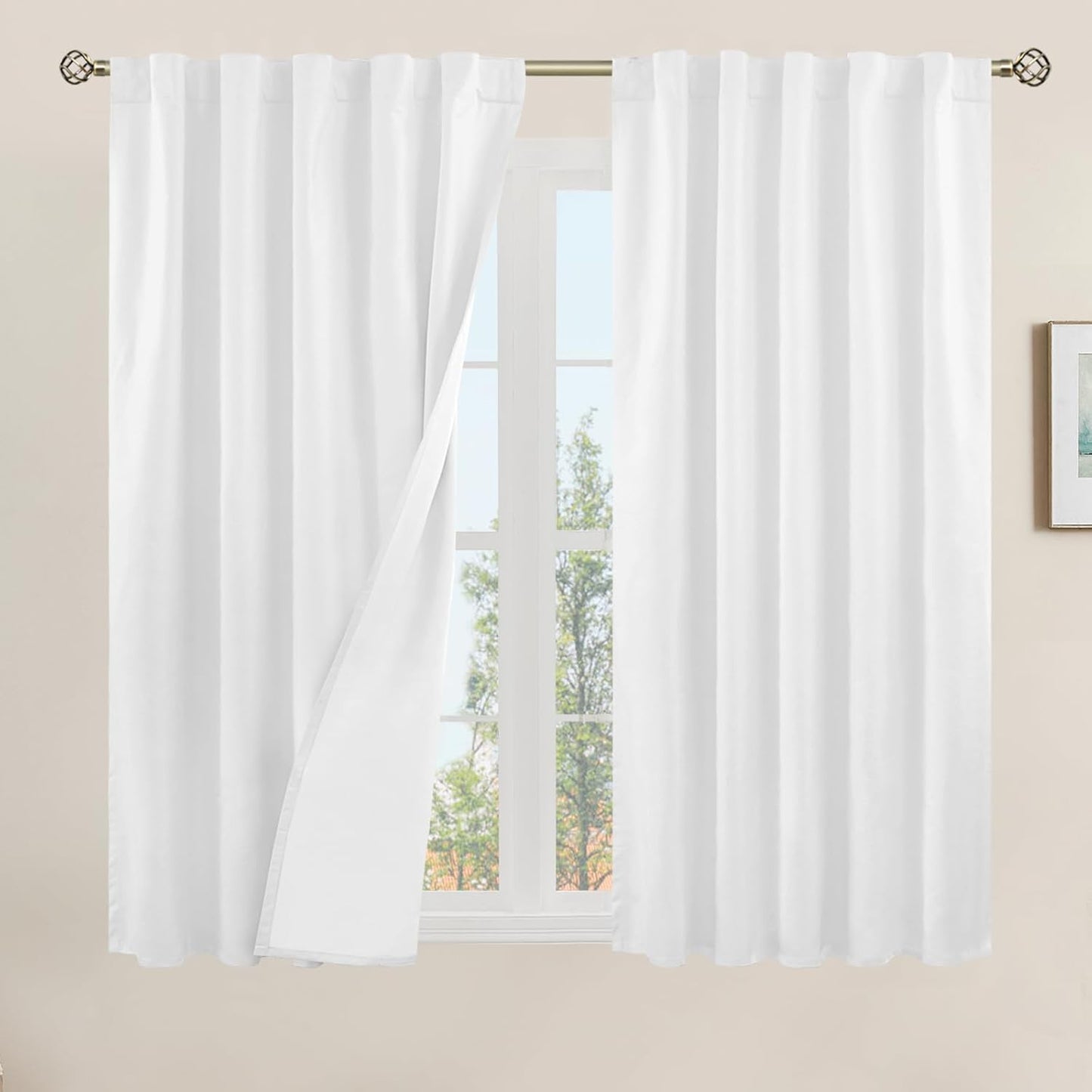 LAMIT Linen Blackout Curtains 60x84" Taupe, 2 Panels