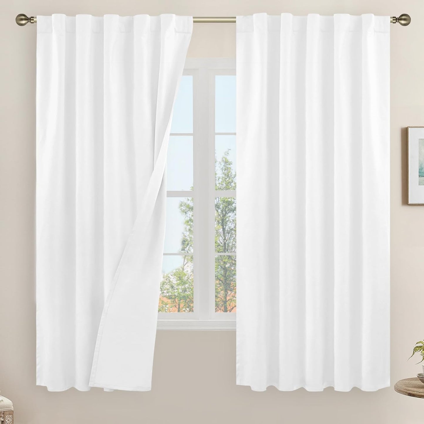 LAMIT Linen Blackout Curtains 60x84" Taupe, 2 Panels