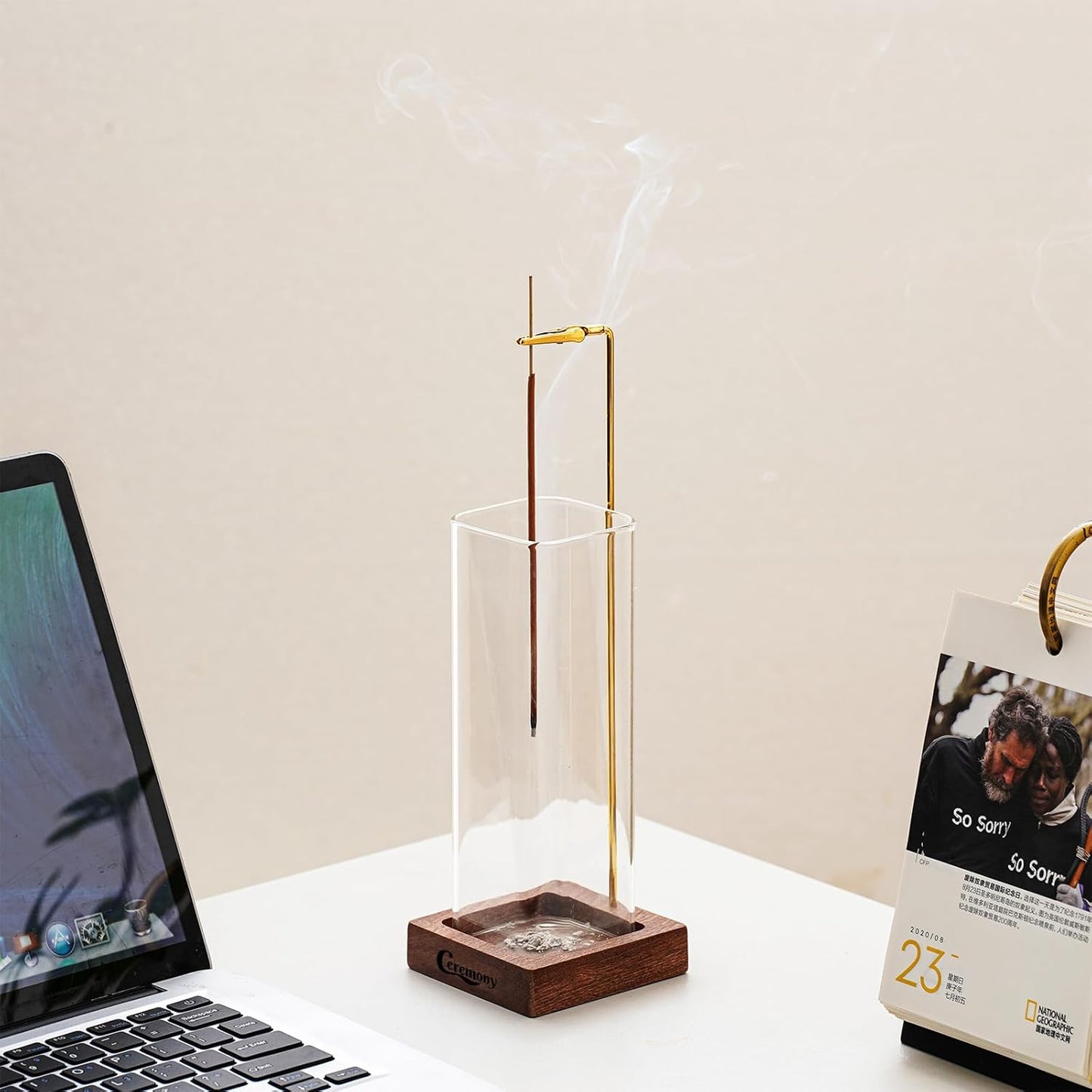 Wooden Incense Holder with Sticks Set