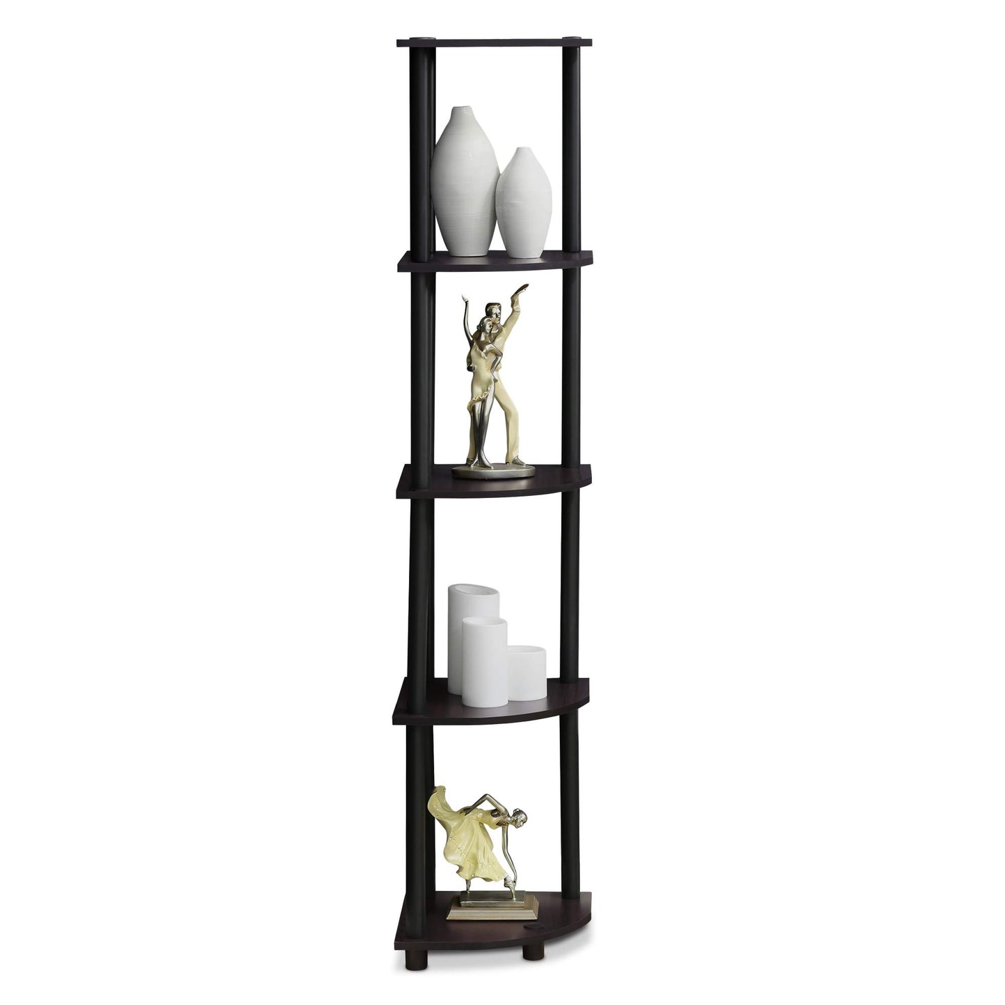 Furinno 5-Tier Corner Shelf, Espresso/Black