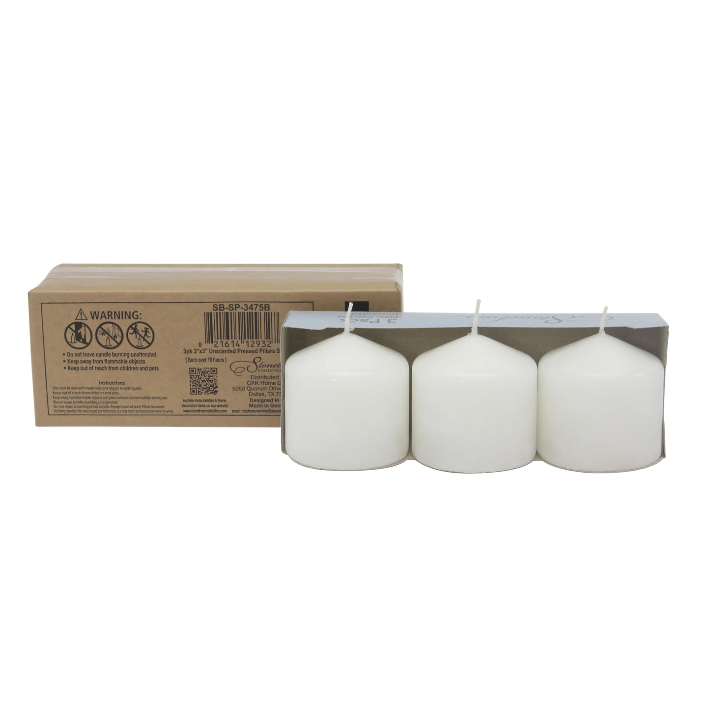 Stonebriar Unscented White Pillar Candles, 6-Pack, 3"x6"
