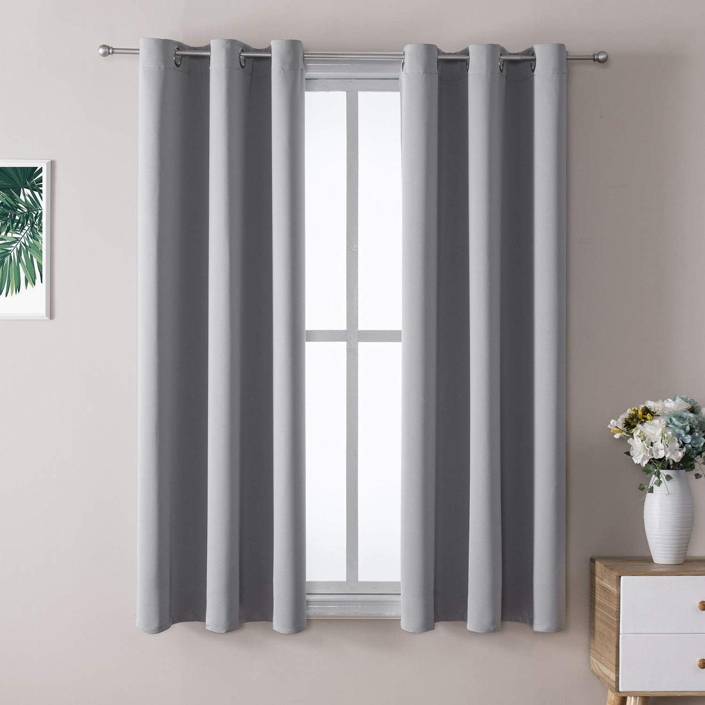 ChrisDowa Blackout Curtains 42x63" Grey, 2 Panels