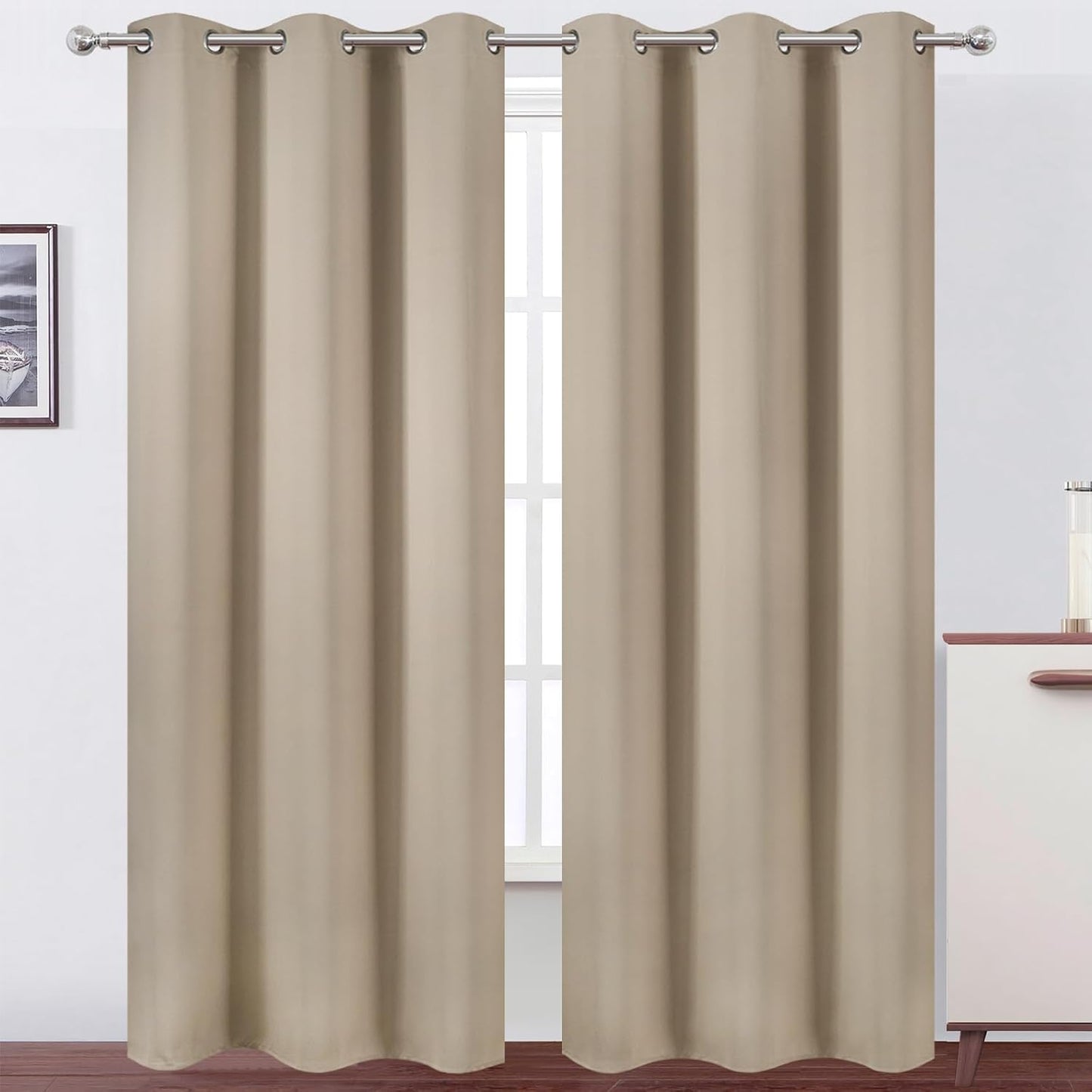 LEMOMO Blackout Curtains 52x84" Black, 2 Panels
