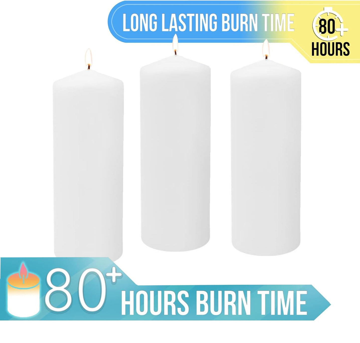 Stonebriar Unscented White Pillar Candles, 6-Pack, 3"x6"