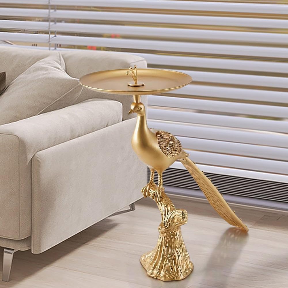 LOVEDIMA Gold Peacock Statue