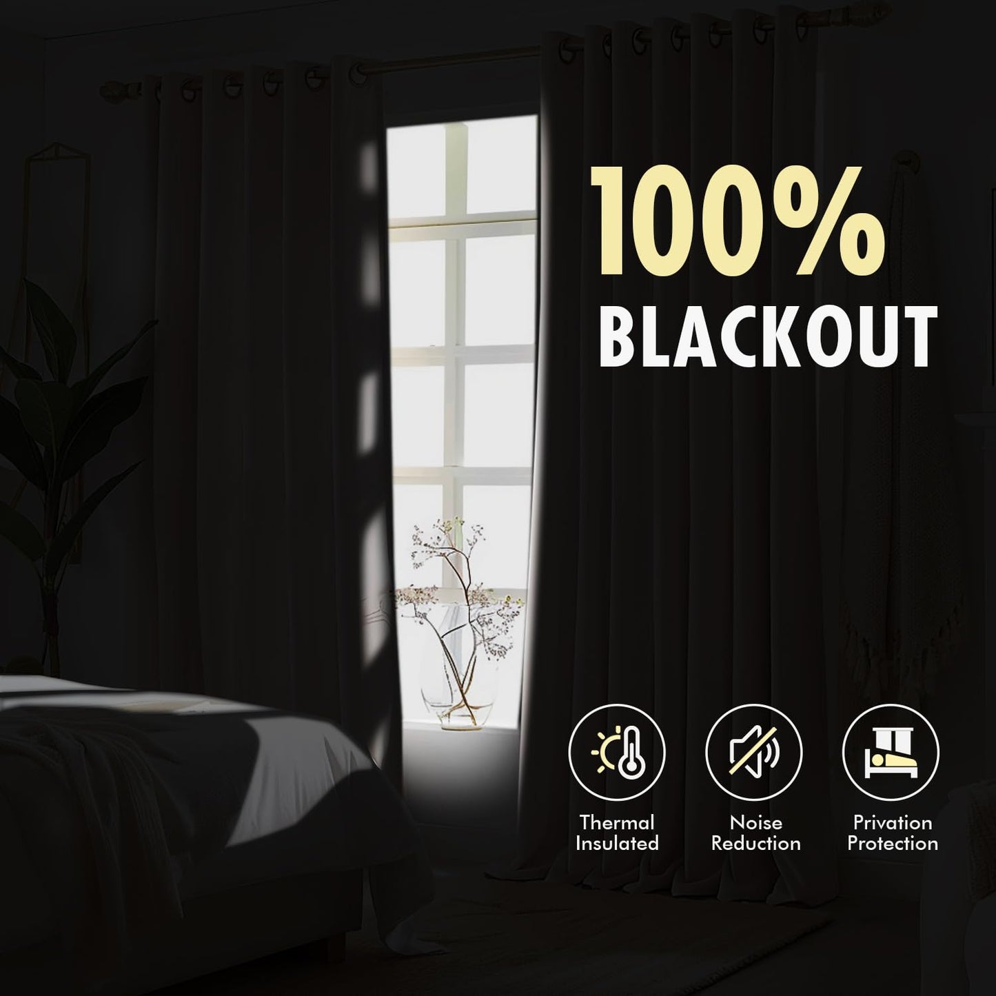 MIULEE Blackout Linen Curtains 96" 2 Panels