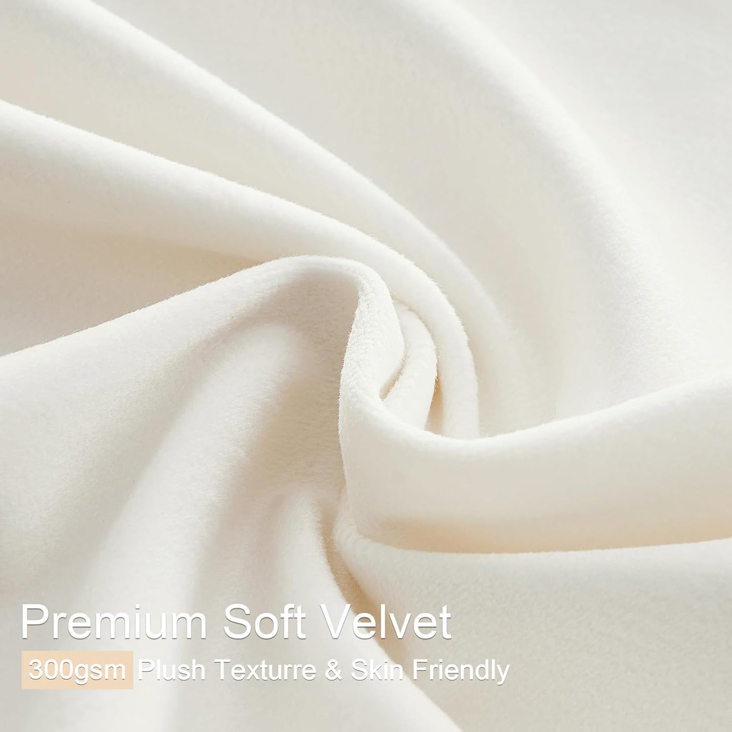 Cream Velvet Blackout Curtains 108", Set of 2
