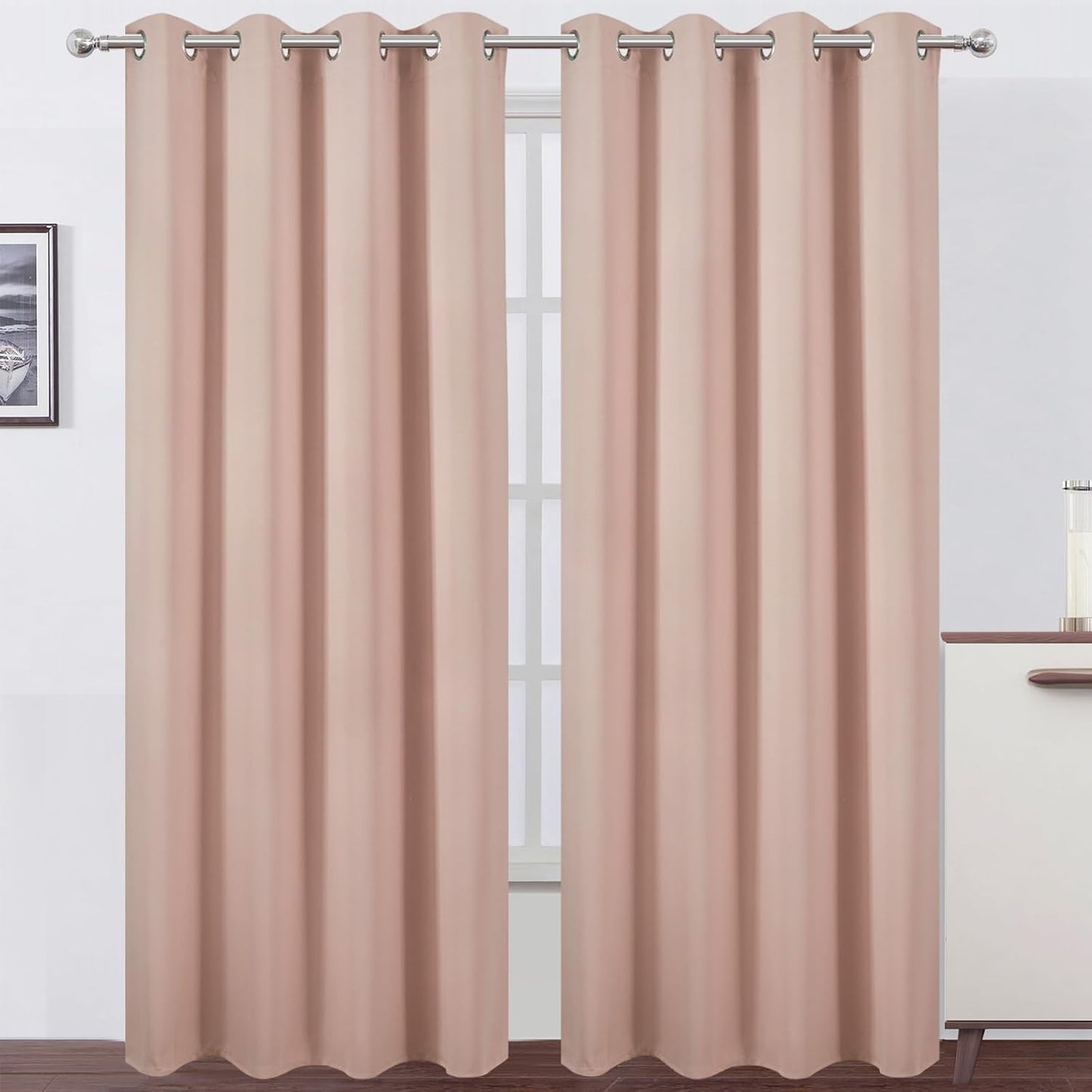 LEMOMO Blackout Curtains 52x84" Black, 2 Panels