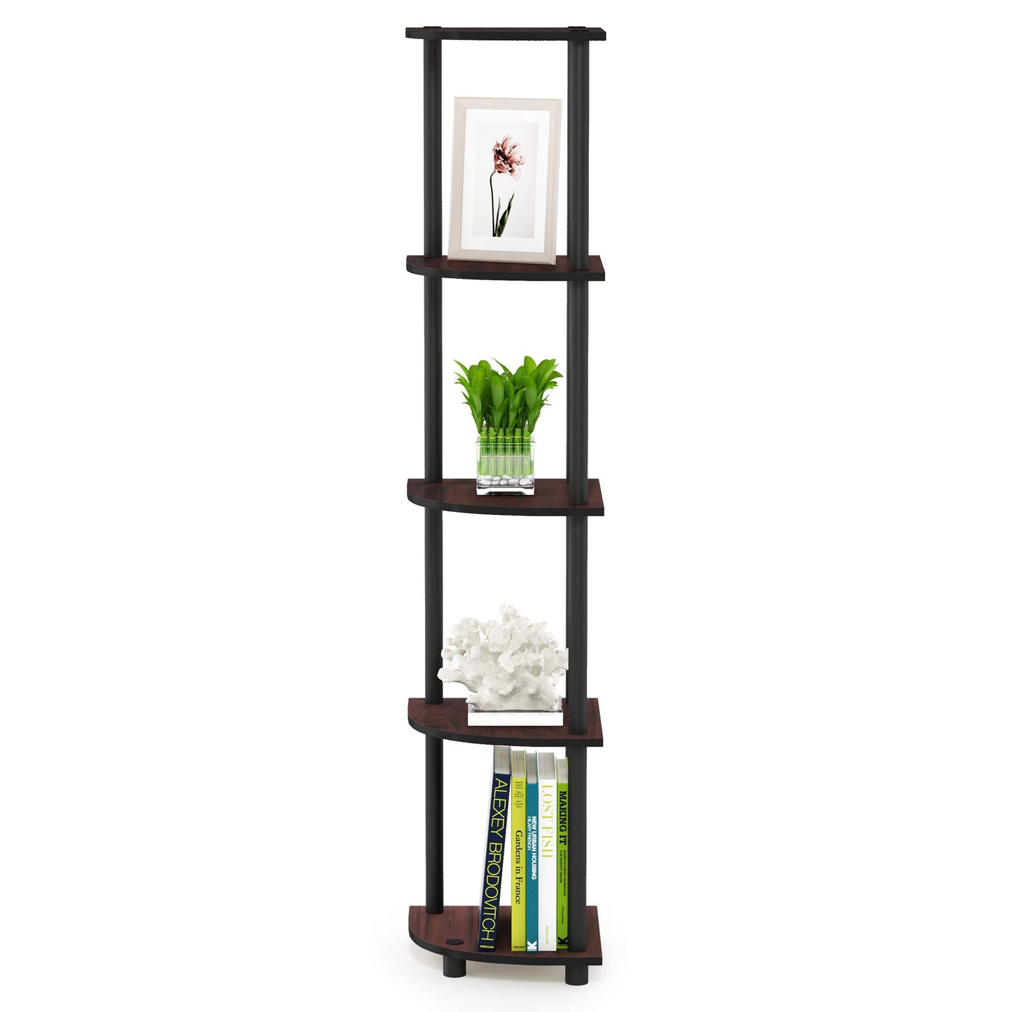 Furinno 5-Tier Corner Shelf, Espresso/Black