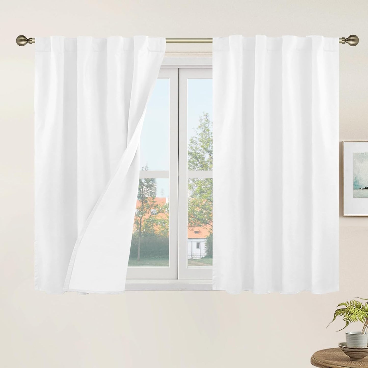 LAMIT Linen Blackout Curtains 60x84" Taupe, 2 Panels