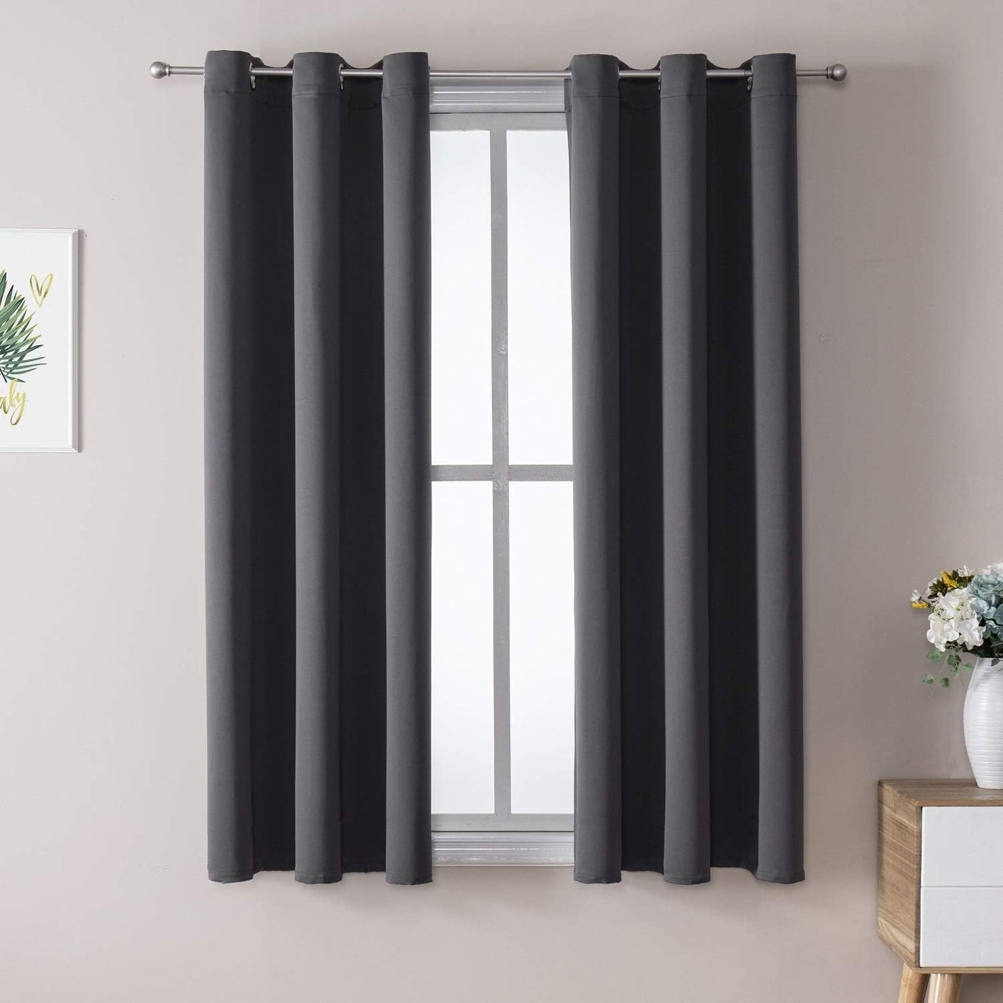 ChrisDowa Blackout Curtains 42x63" Grey, 2 Panels
