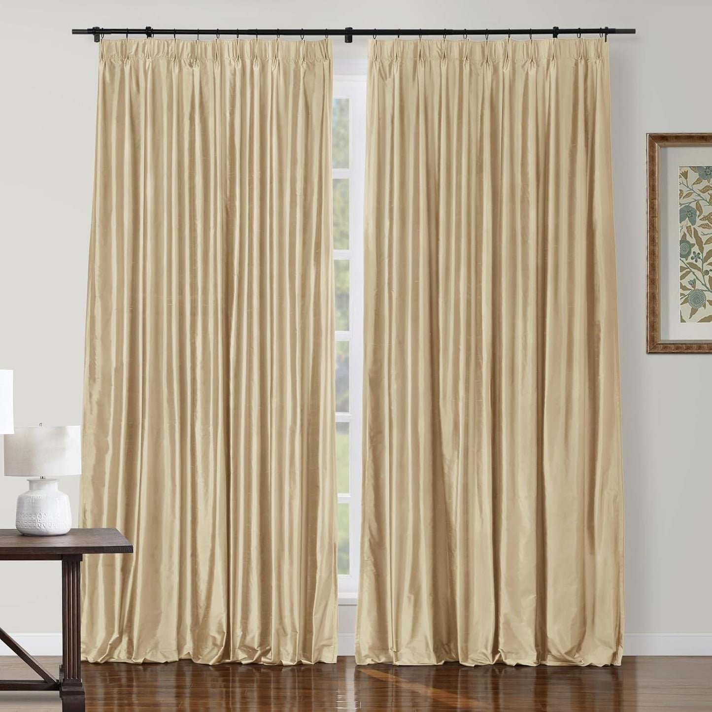 Silk Pinch Pleat Curtain – Sand, 52"x90"