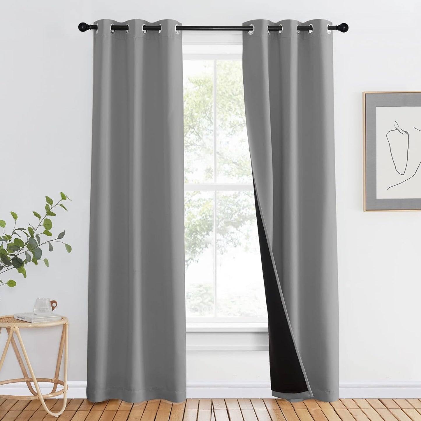 NICETOWN Grey Blackout Curtains 70x108, Set of 2