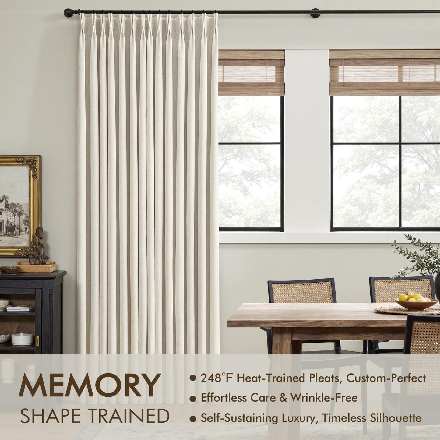 MIULEE Blackout Linen Curtains 96" 2 Panels