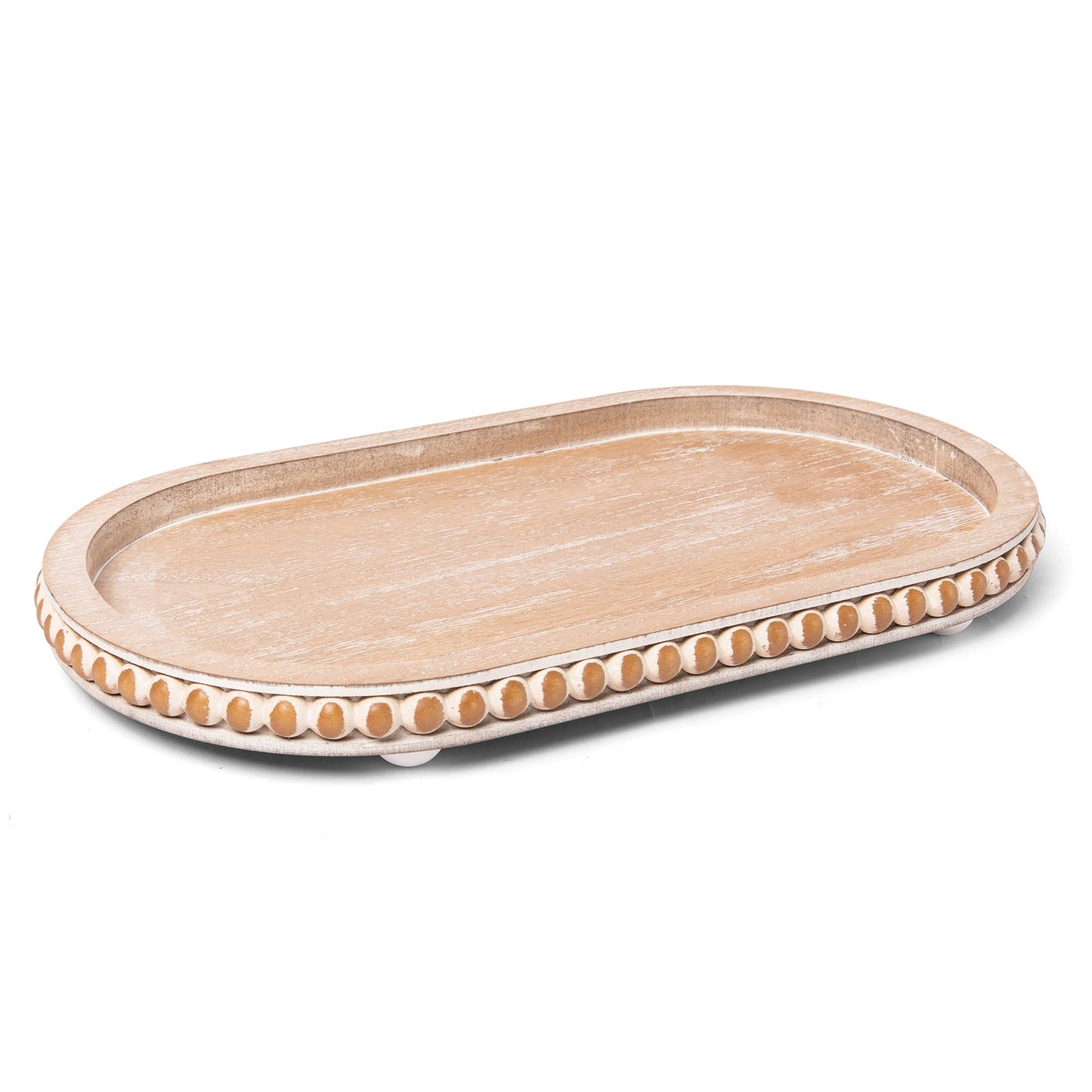 HPC Decor Round White Wood Tray, 12"