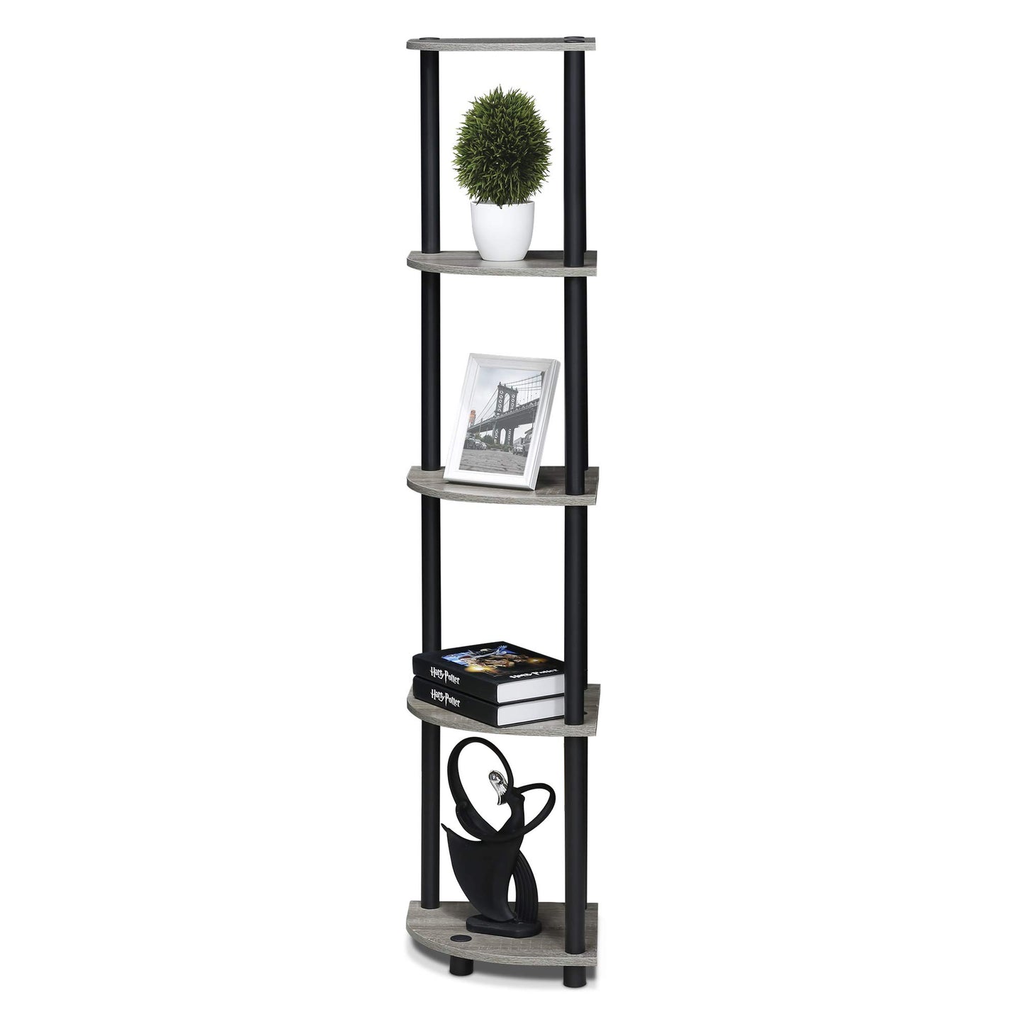 Furinno 5-Tier Corner Shelf, Espresso/Black