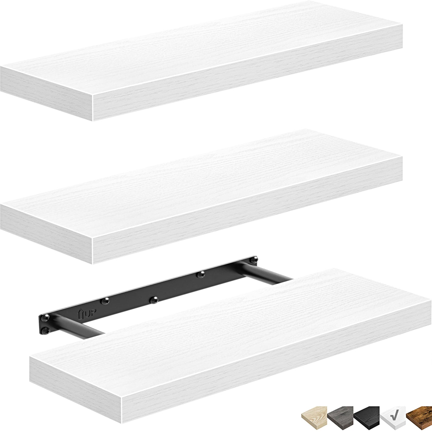 QEEIG Floating Shelves, 3pcs, Rustic Brown