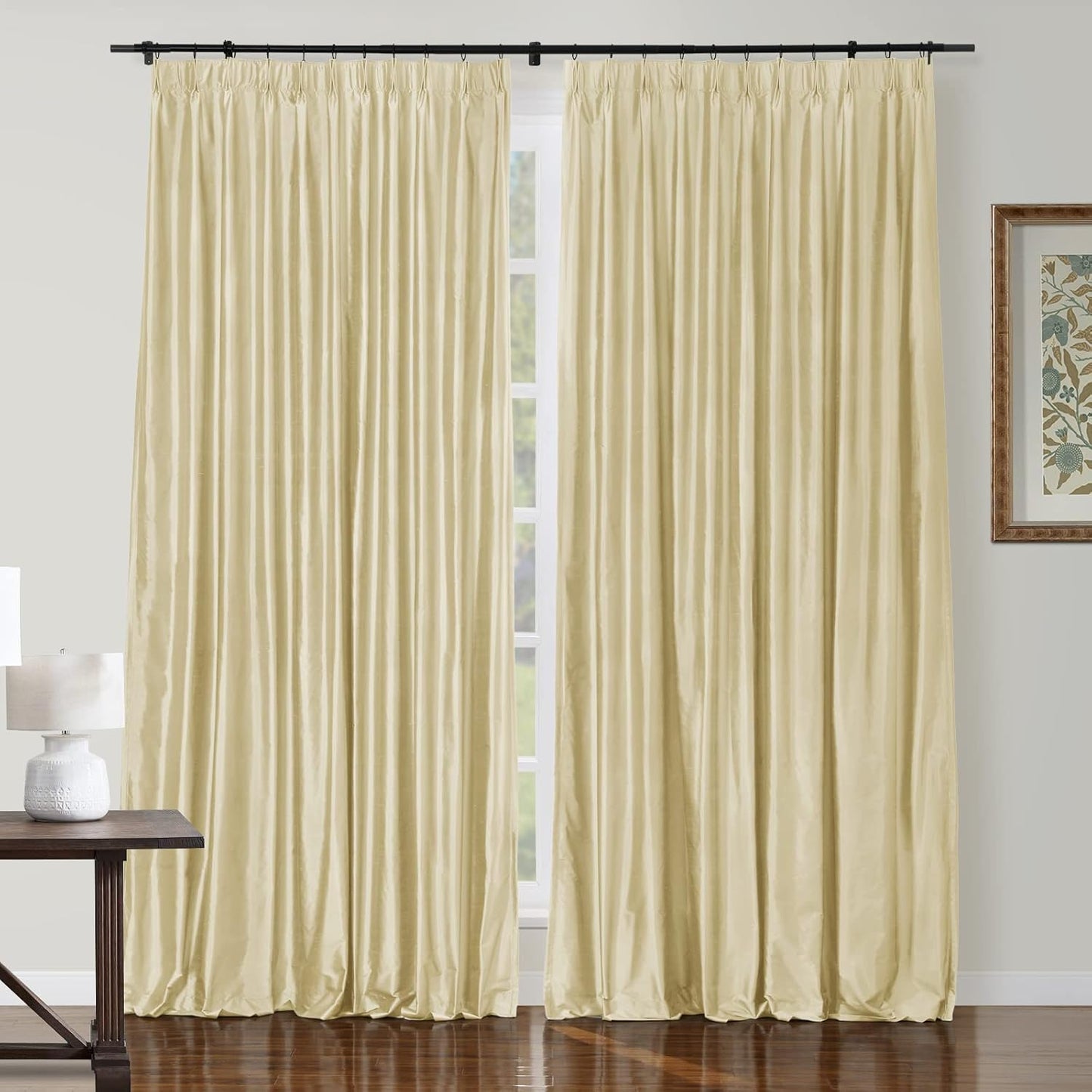 Silk Pinch Pleat Curtain – Sand, 52"x90"