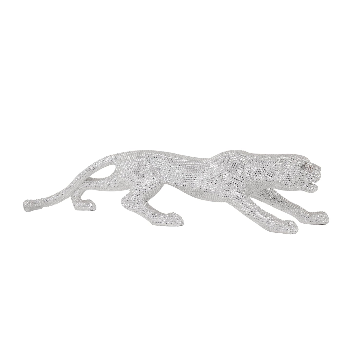 Deco 79 Leopard Statue 42" Silver