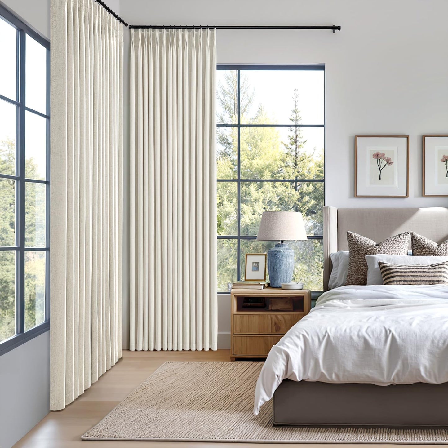 MIULEE Blackout Linen Curtains 96" 2 Panels