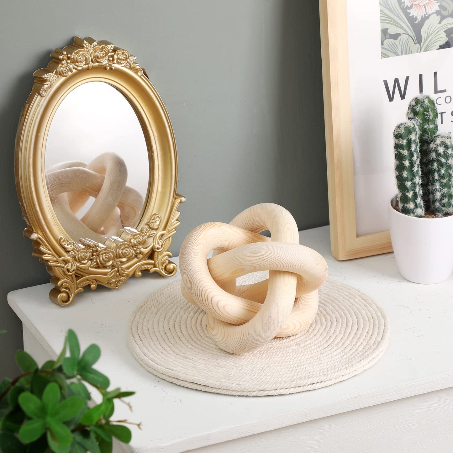 Yalikop Wood Knot Decor, White