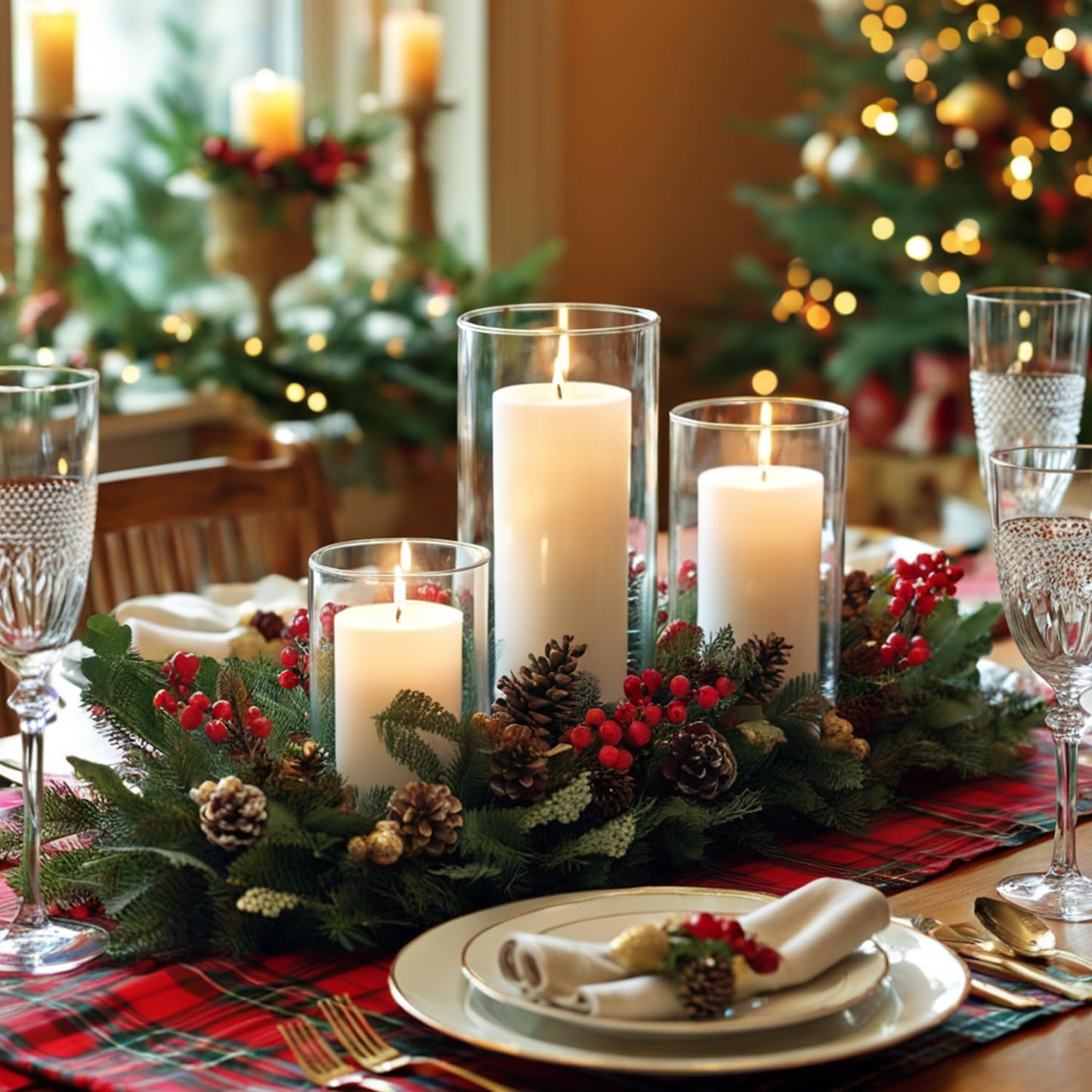 36-Pack White Pillar Candles with Glass Cylinder