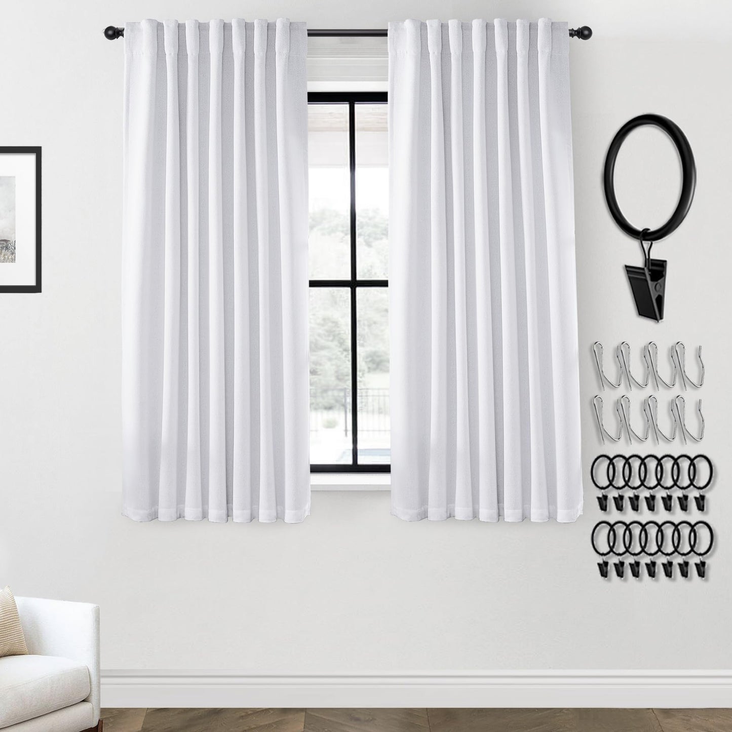 Boho Blackout Curtains Cream 70x90, 2 Panels